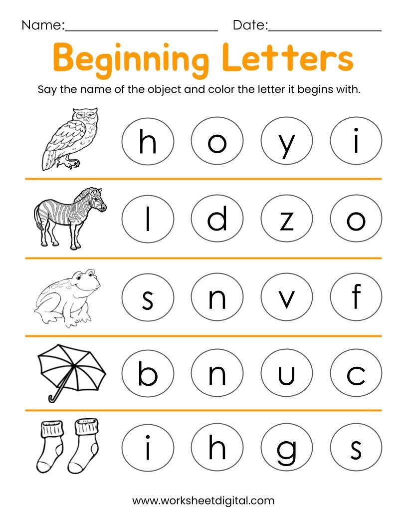 preschool letter worksheets