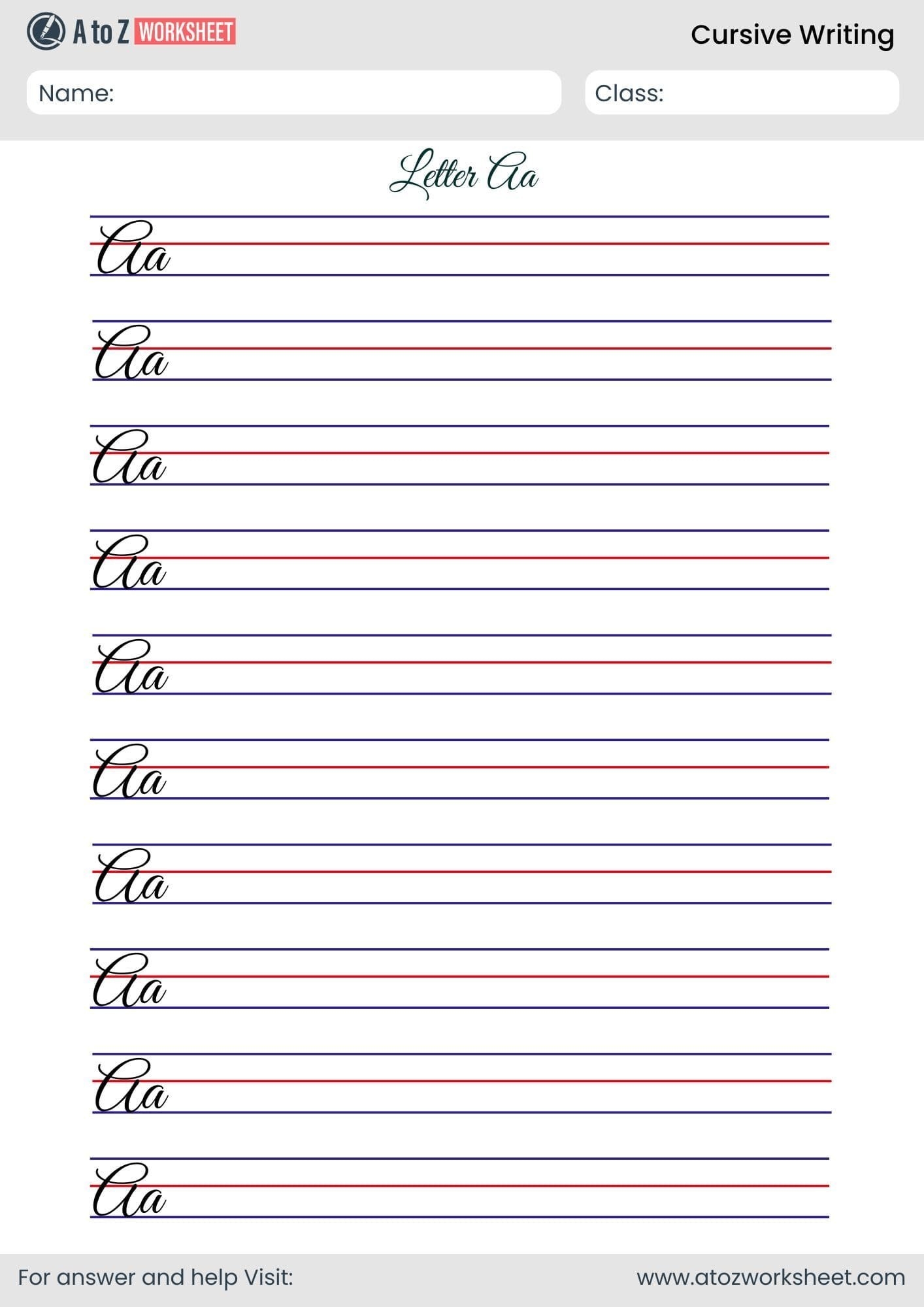 cursive writing worksheet