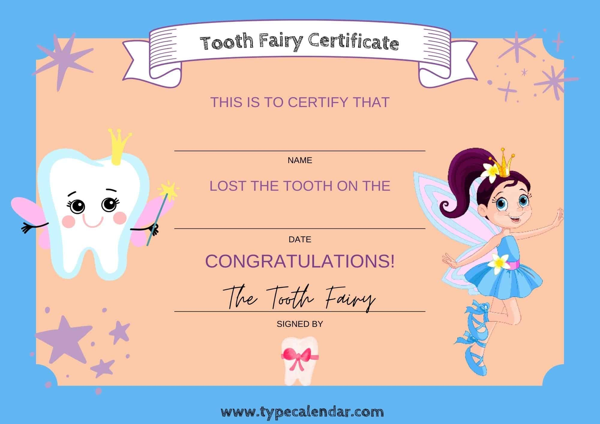 39 Free Printable Tooth Fairy Certificate Templates PDF 