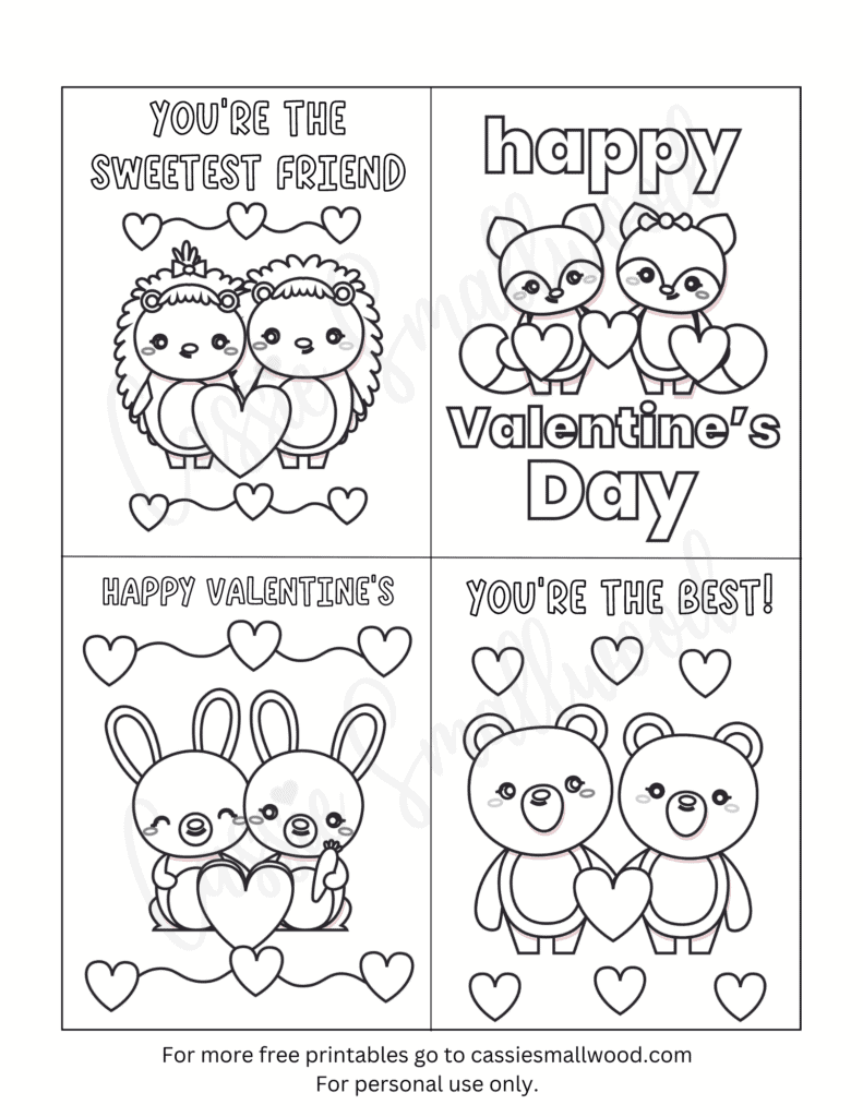 childrens printable valentines day cards