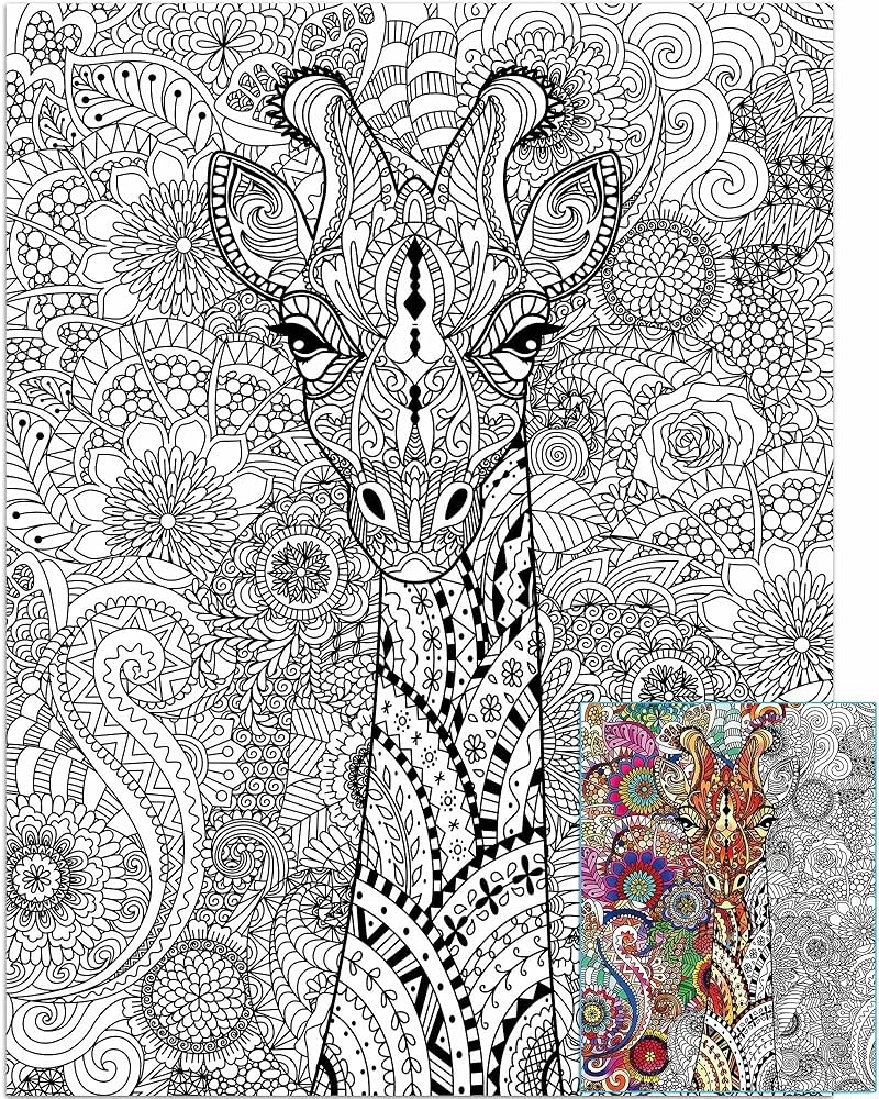 Amazon Giraffe Giant Coloring Posters For Kids Adults Giraffe Coloring Poster 39 37 51 96 Inch Mandala Coloring Posters Wall Art Decor Blank Banner For School Group Family Art Craft Activities Decoration Toys 