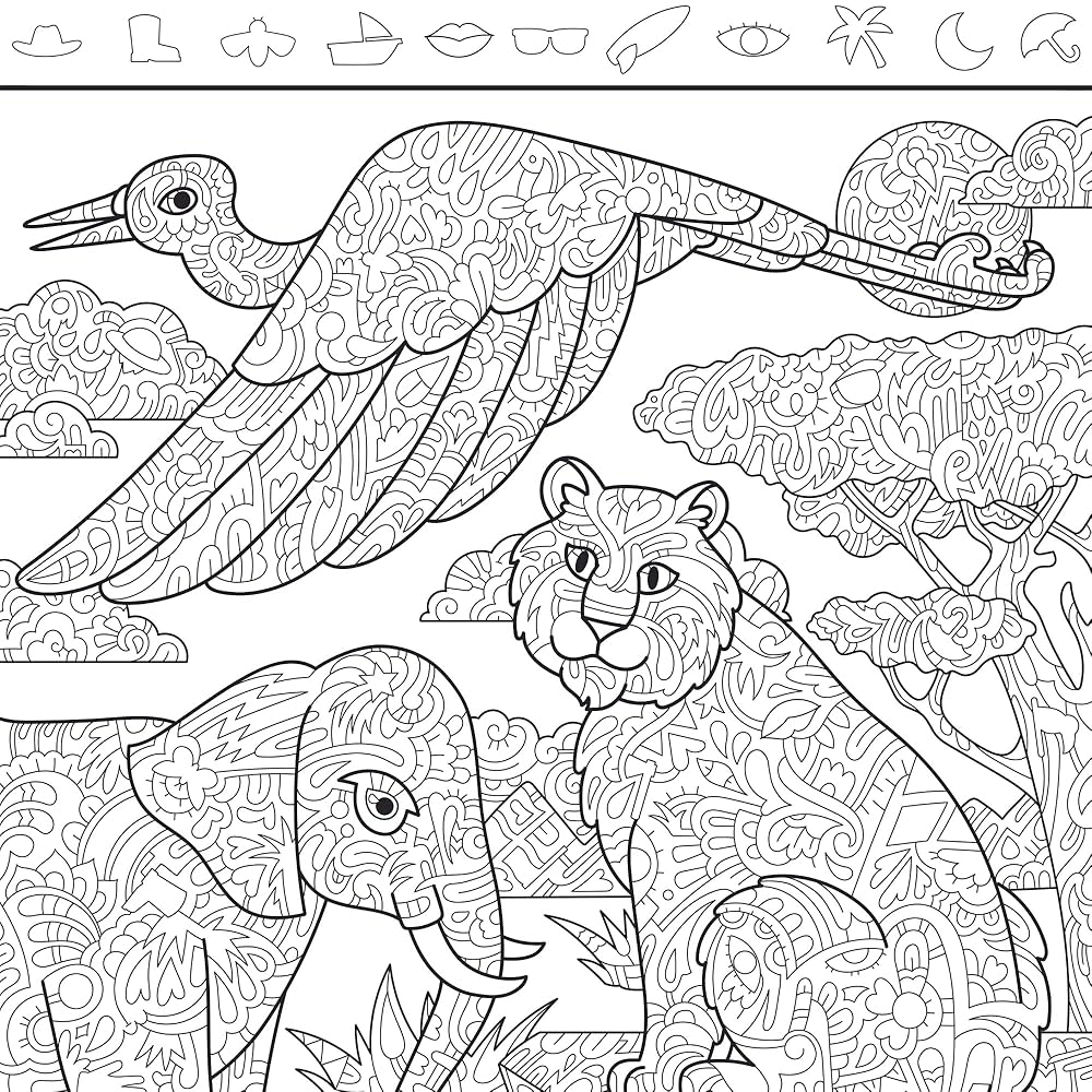 Amazon Zoo Seek Find Coloring Poster 24 32 For Adults Kids Large Poster Wall Art Giant Coloring Pages For Girls Boys Arts Crafts Schools Family Home Kitchen