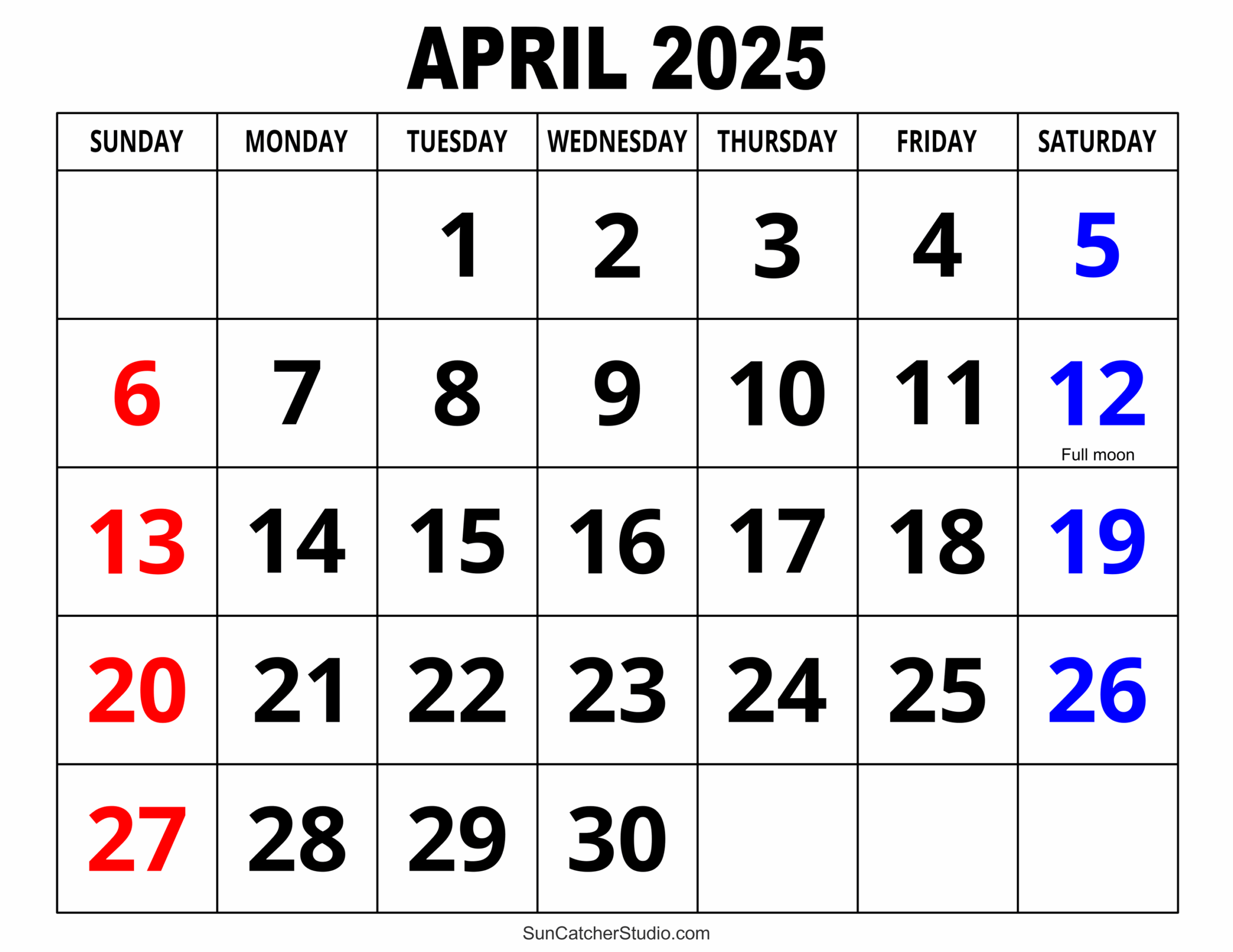 april 2025 printable calendar