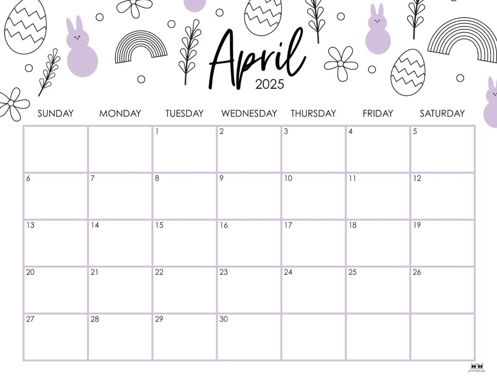 April 2025 Calendars 107 FREE Printables Printabulls