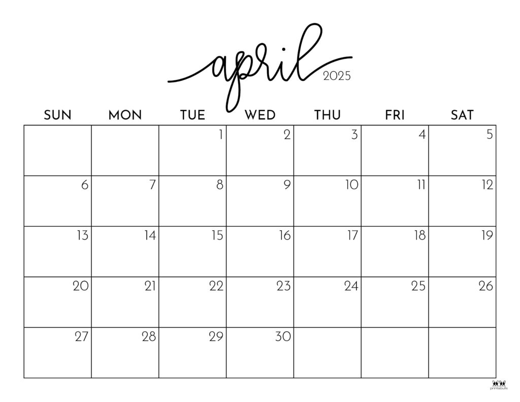 Free April 2025 Calendar Printable