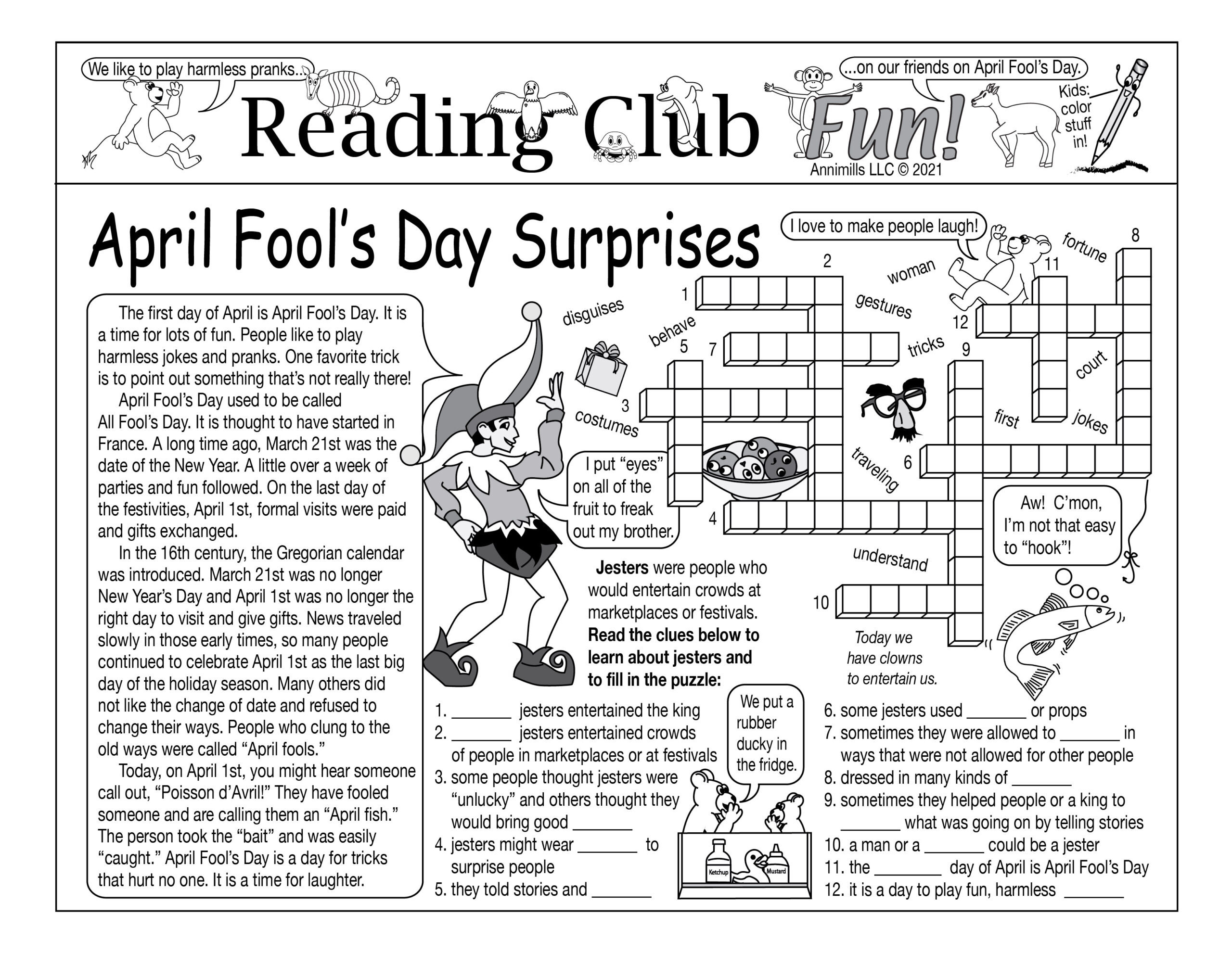 aprils fools worksheet 4th grade