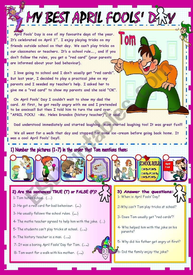 aprils fools math worksheet 4th grade