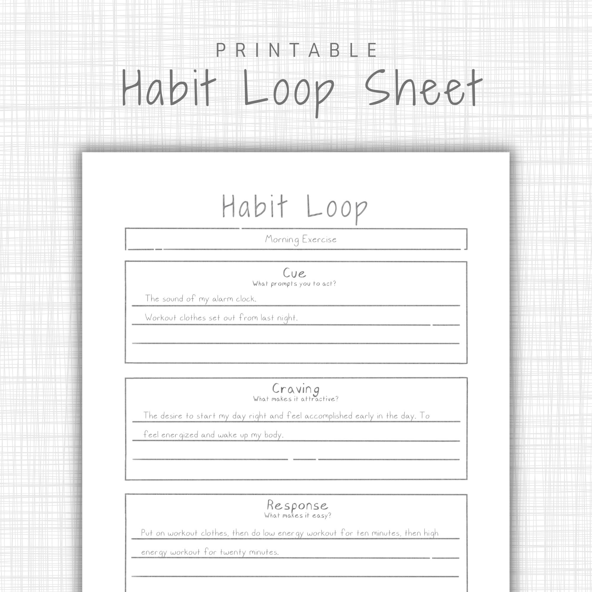Atomic Habits Worksheet Minimalist Habit Loop Template 