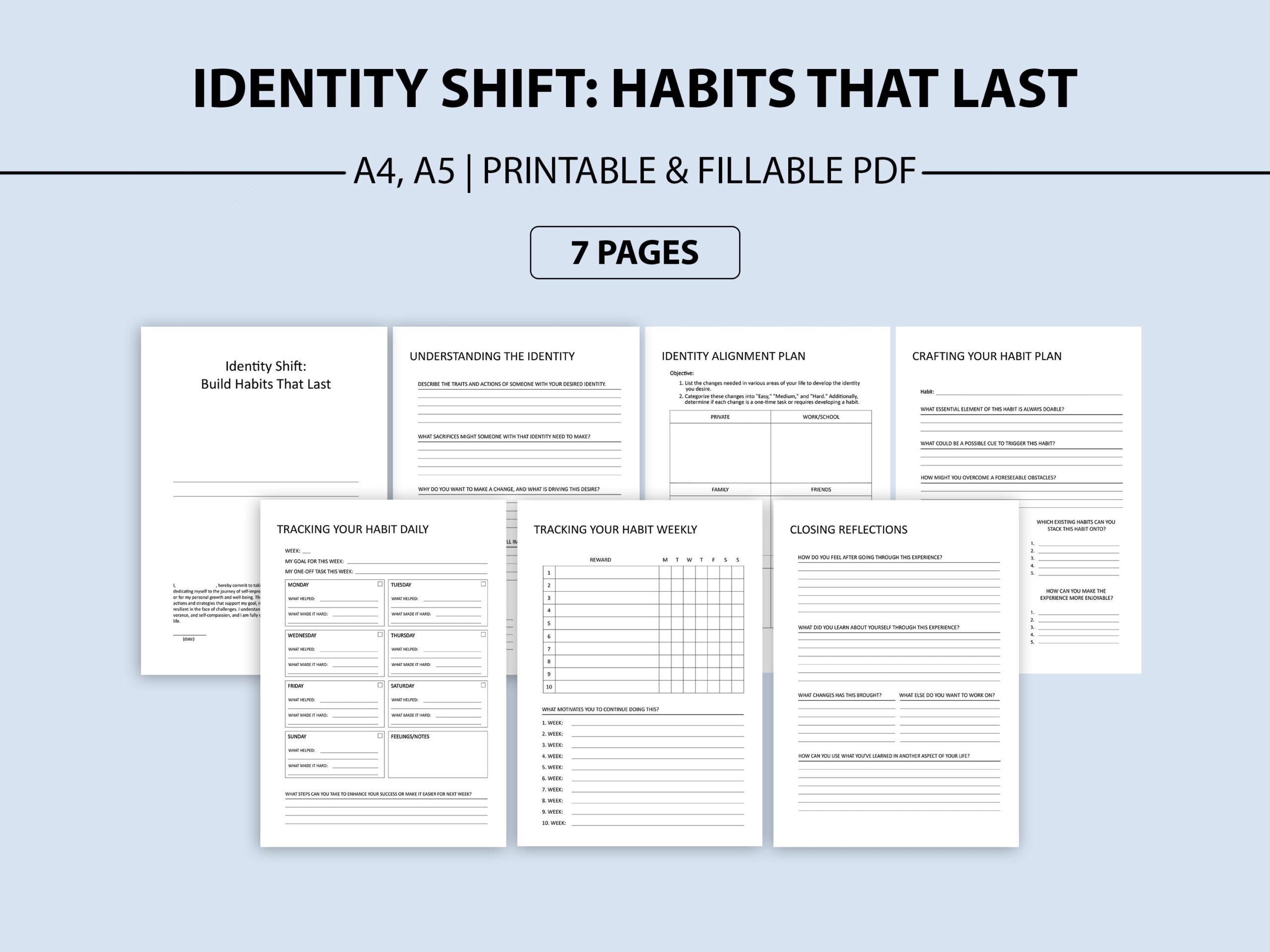 Atomic Inspired Habits Identity Shift Worksheet Build Lasting 
