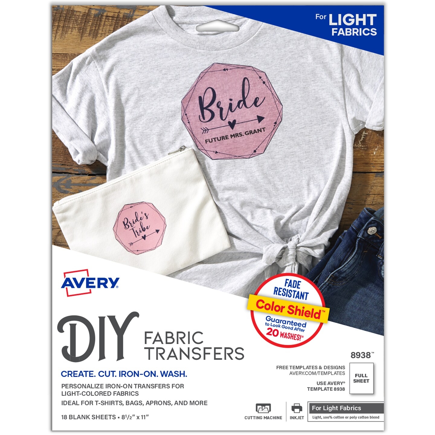 Avery Printable Heat Transfer Paper For Light Fabrics 8 5 X 11 Inkjet Printer Compatible 18 Sheets Of Iron On Transfer Paper 8938 Michaels