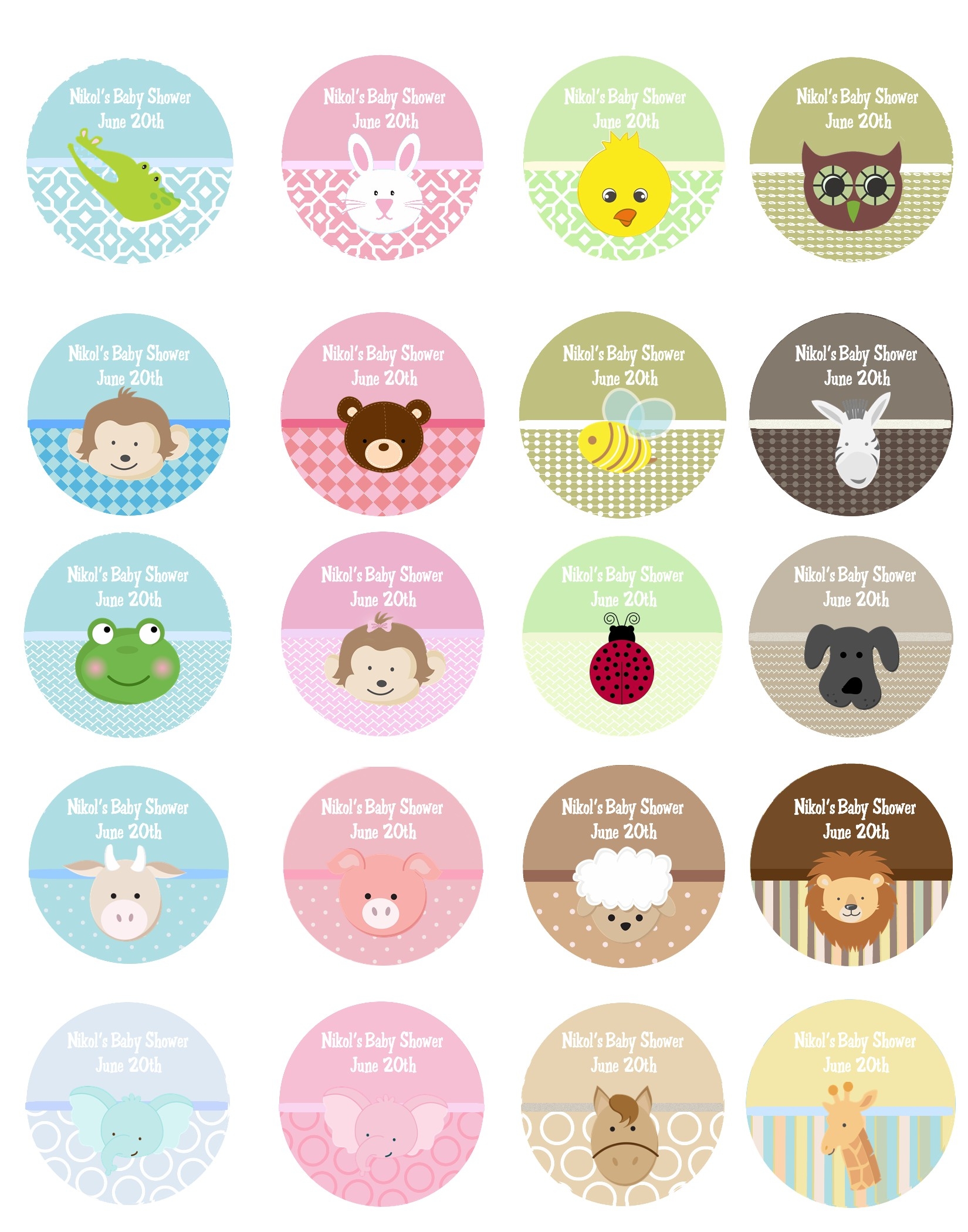 Baby Animals Personalized Sticker Labels Baby Animals Baby Shower Sticker Labels