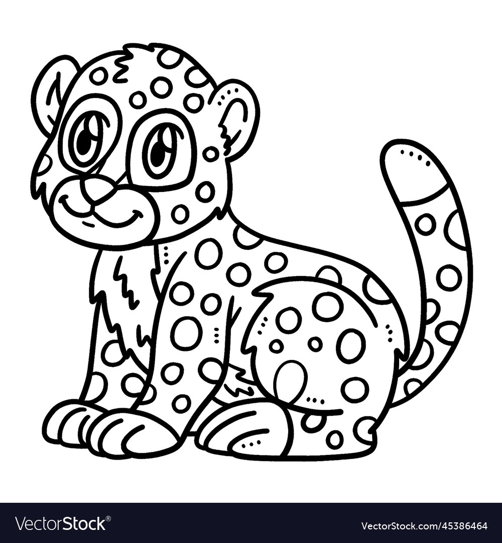 Baby Cheetah Isolated Coloring Page For Kids Vector Image