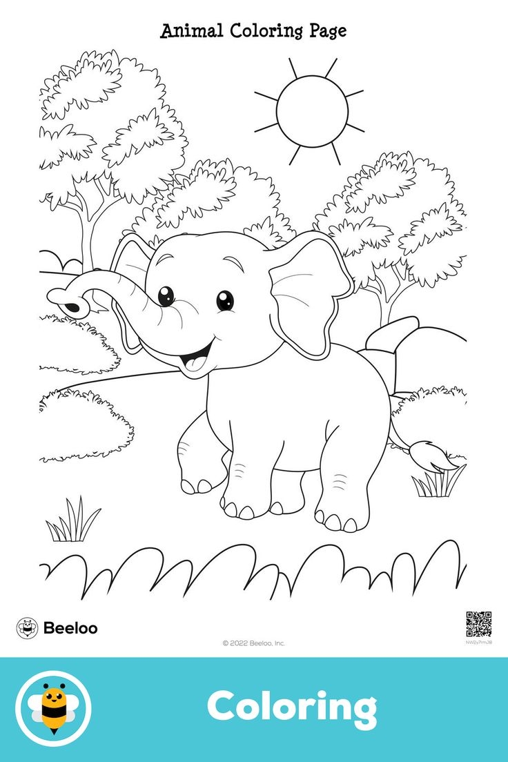 Baby Elephant Coloring Page