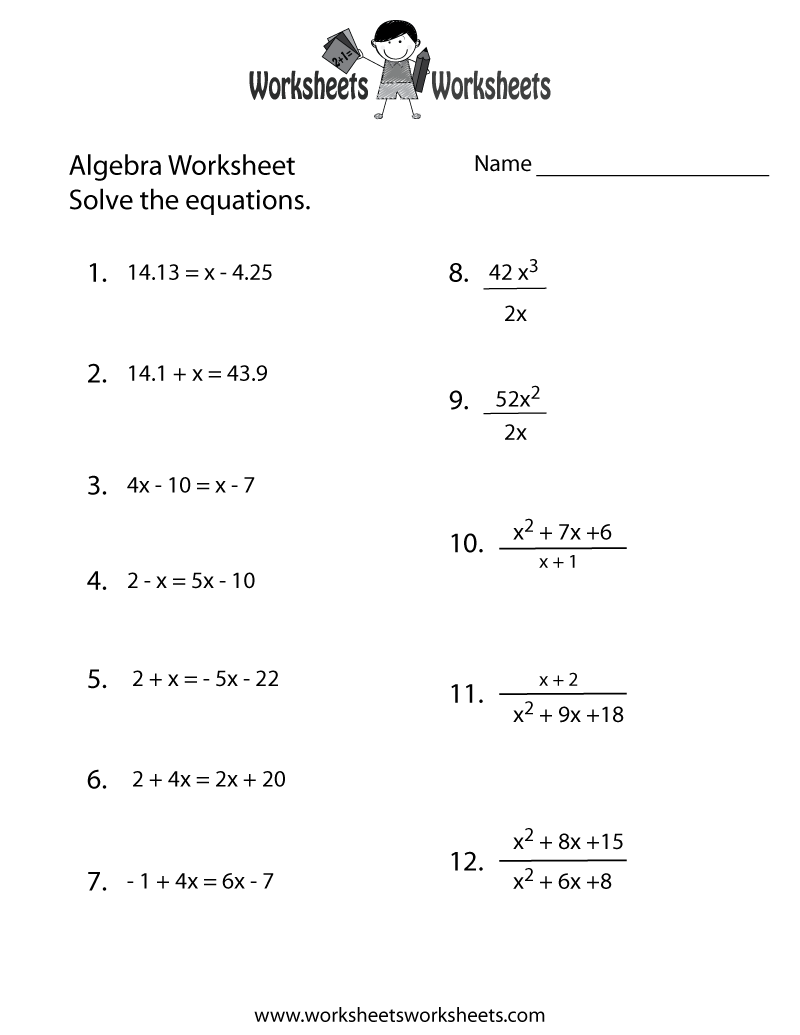 Basic Algebra Worksheets Worksheets Library Basic Algebra Worksheets Worksheets Library