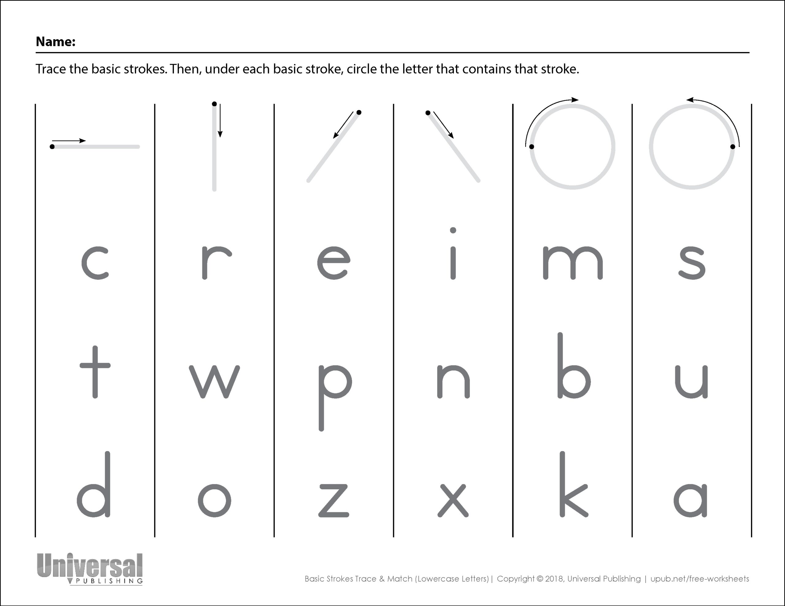 Basic Strokes Activities Free Printables Universal Publishing Worksheets Library