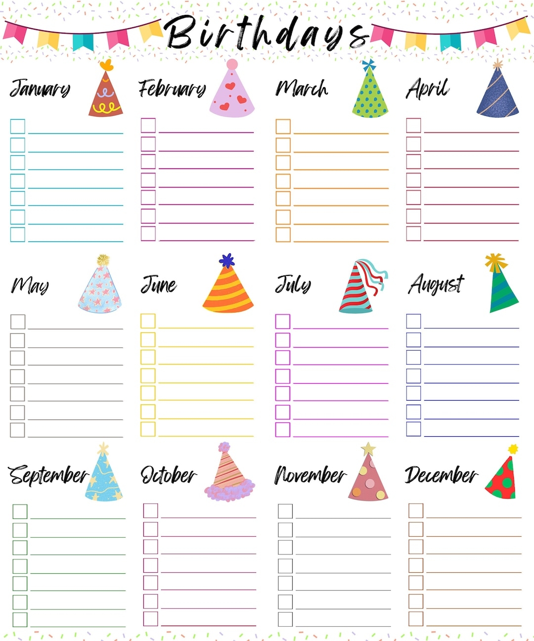 Printable Birthday Calendar