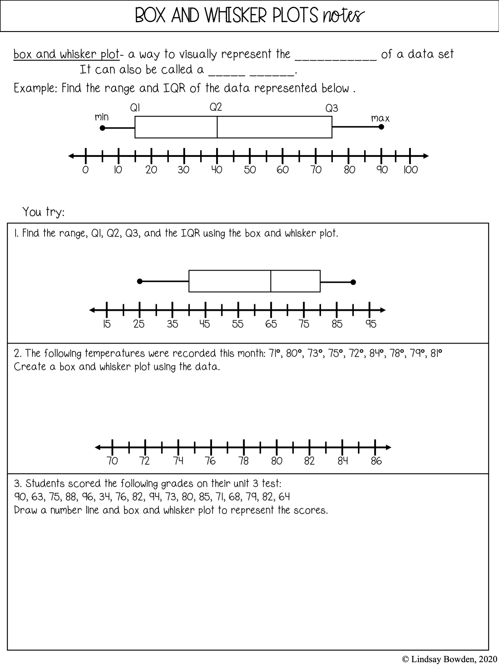 Box And Whisker Plots Notes And Worksheets Lindsay Bowden Worksheets Library Box And Whisker Plots Notes And Worksheets Lindsay Bowden Worksheets Library