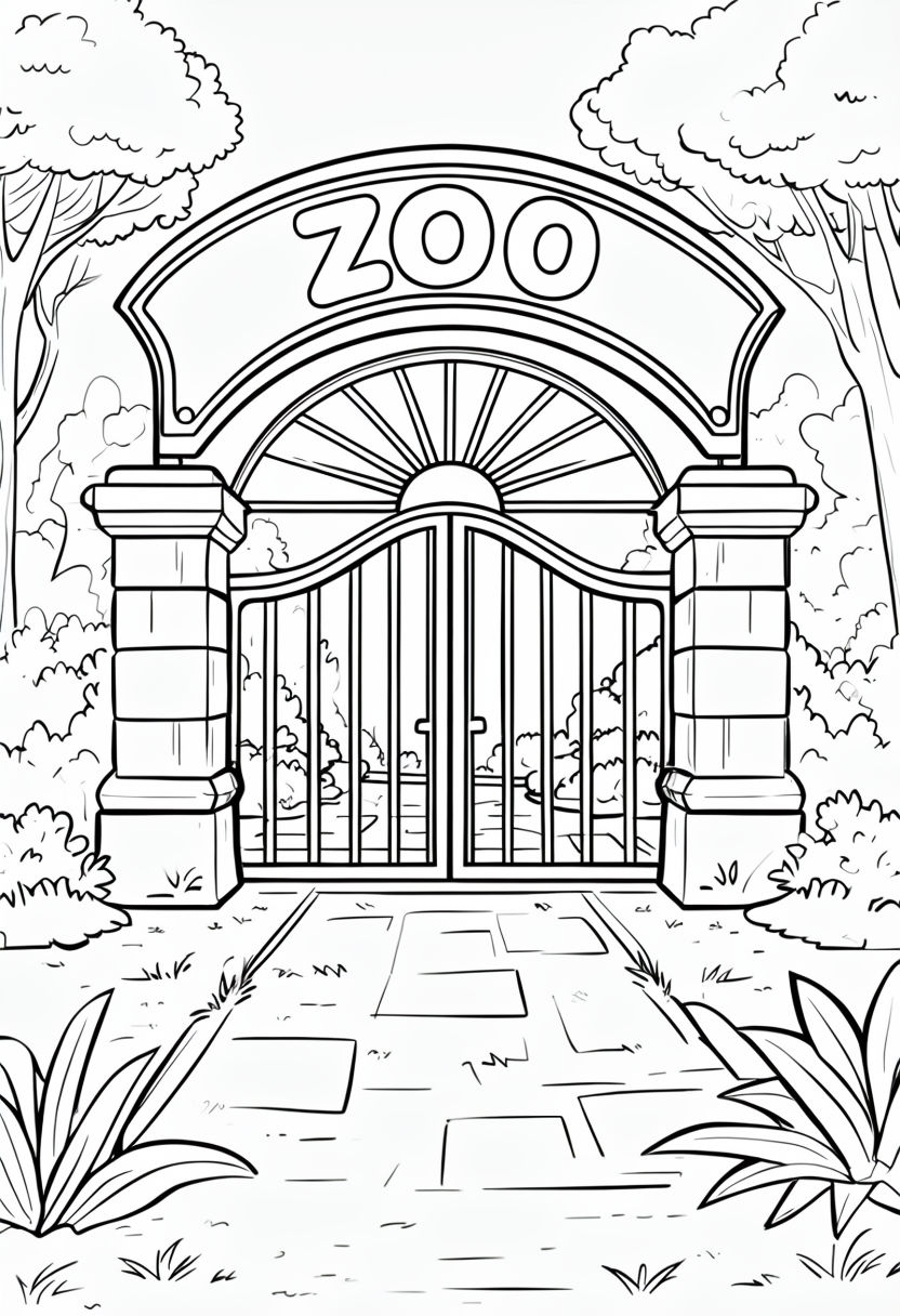 Zoo Entrance Coloring Page