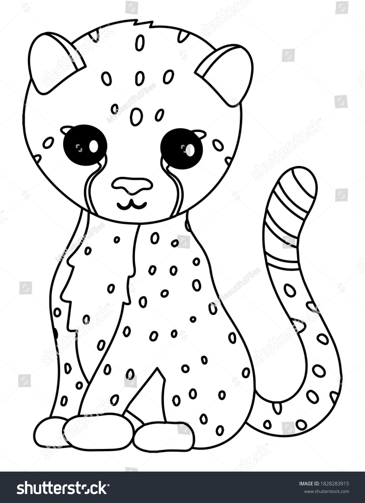 Cheetah Coloring Page Kids Stock Illustration 1828283915 Shutterstock