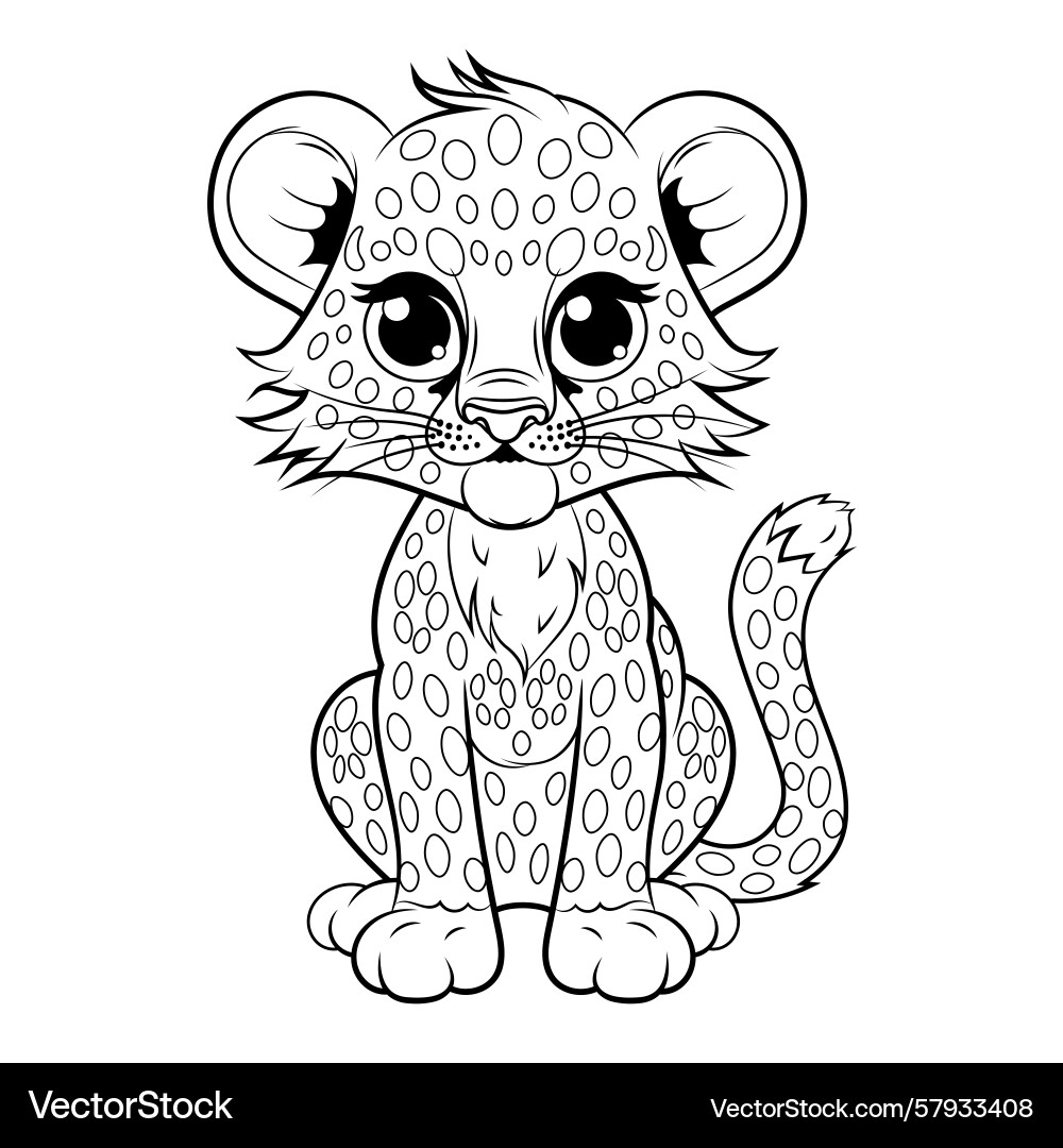 Kawaii Baby Cheetah Coloring Pages