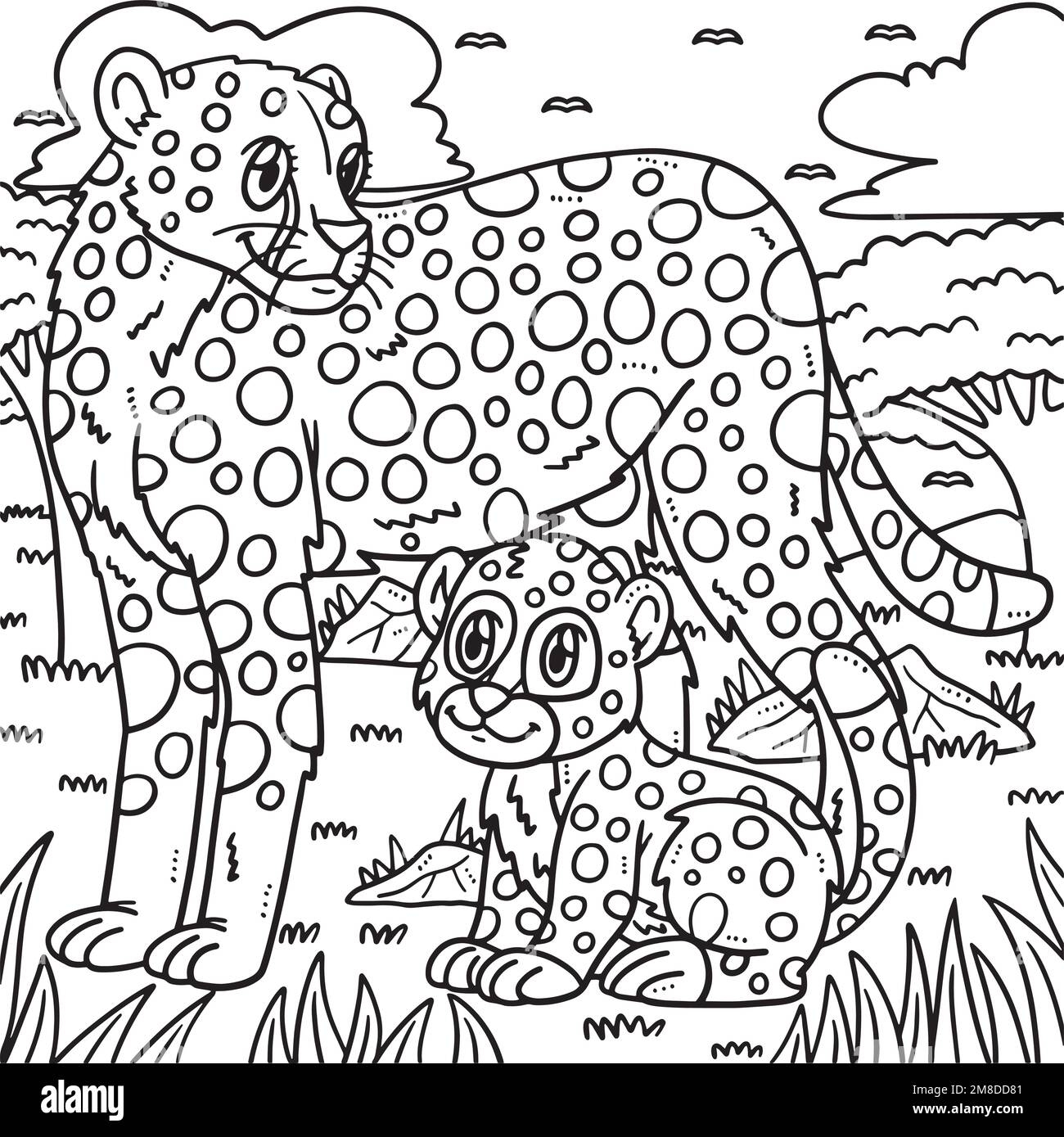 Cheetah Cub With Mother Stock Vector Images Alamy