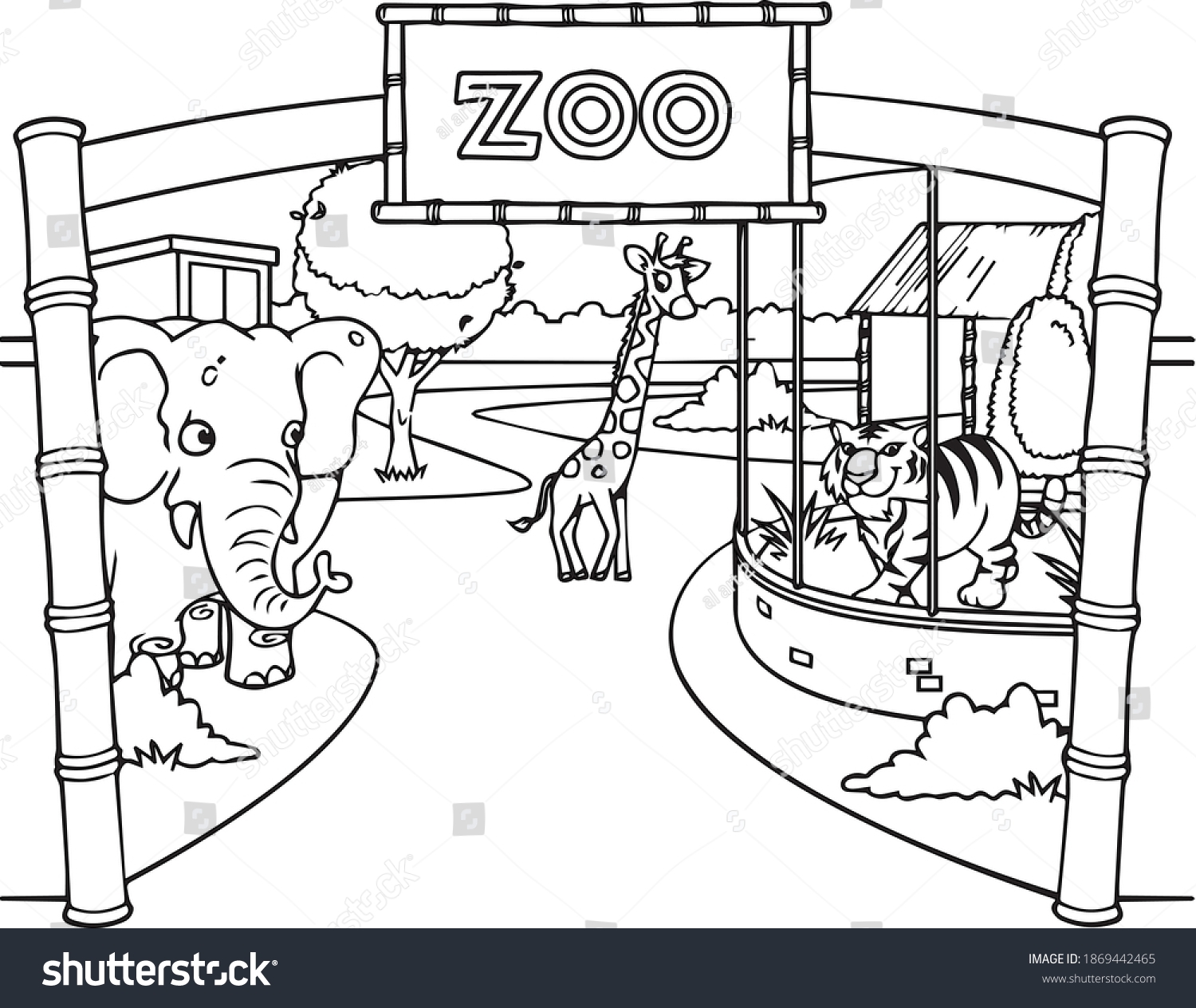 Coloring Book Cartoon Vector Zoo Stock Vector Royalty Free 1869442465 Shutterstock