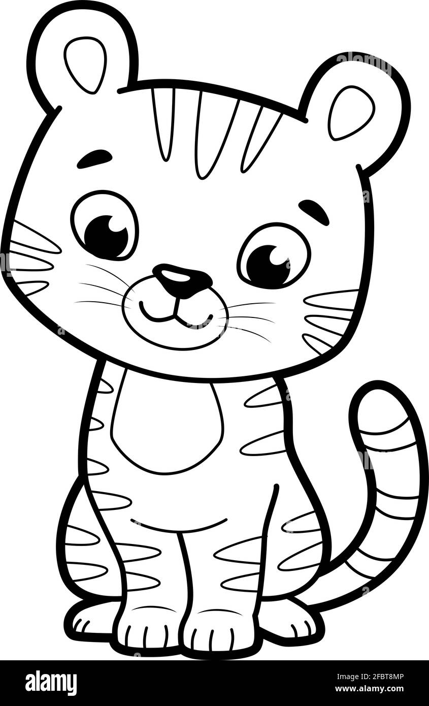 Coloring Book Or Page For Kids Tiger Black And White Vector Illustration Stock Vector Image Art Alamy