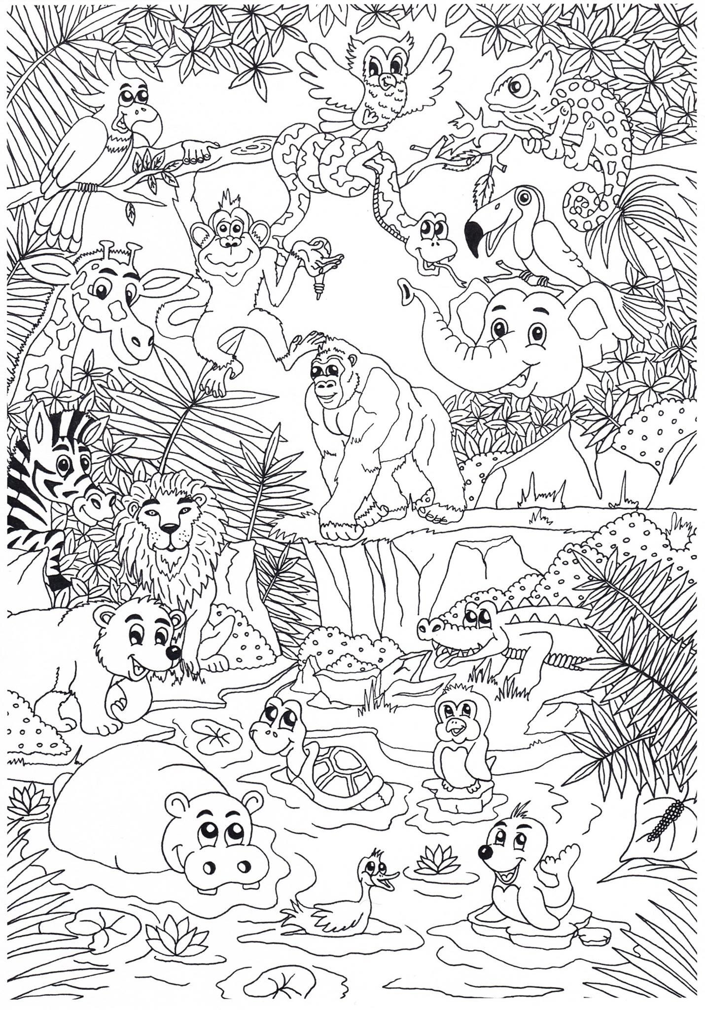 Coloring Page Animals In The Jungle Free Printables Img 31269