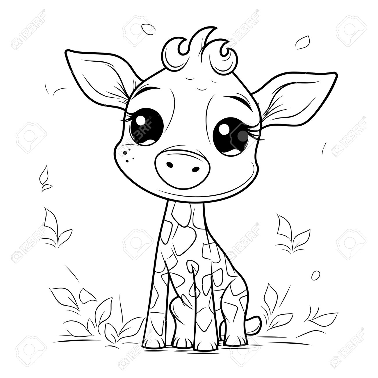 Coloring Pages For Children Cute Cartoon Baby Giraffe Royalty Free SVG Cliparts Vectors And Stock Illustration Image 220541660 