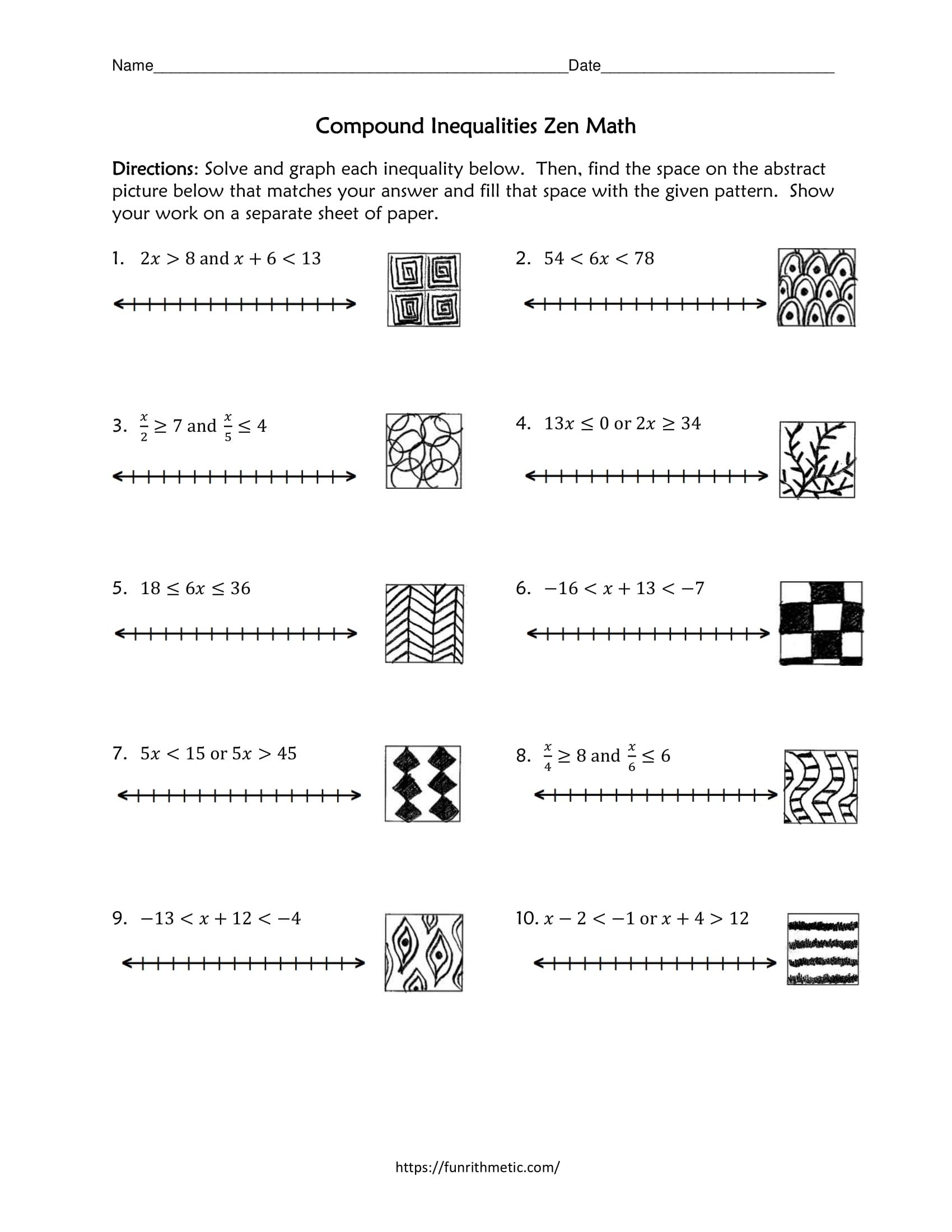 Compound Inequalities Zen Math Funrithmetic