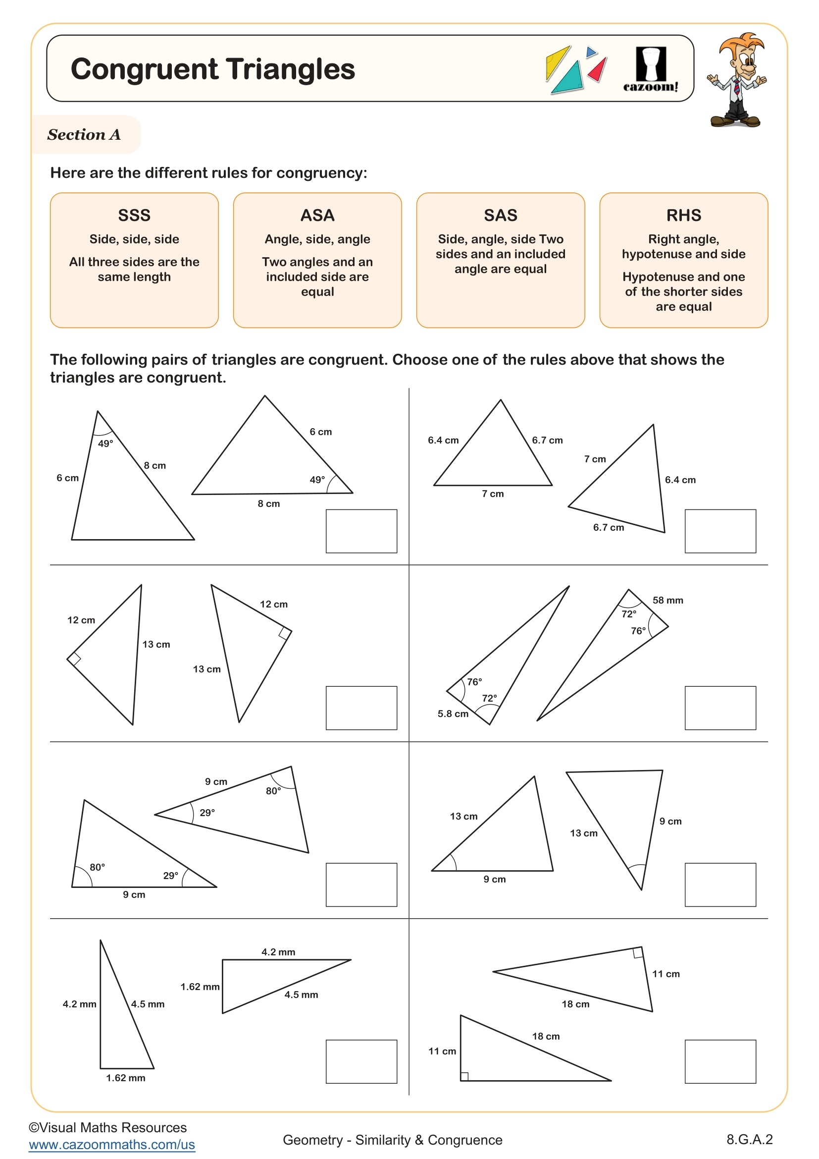 Congruent Triangles Worksheet Fun And Engaging 8th Grade Geometry Worksheet