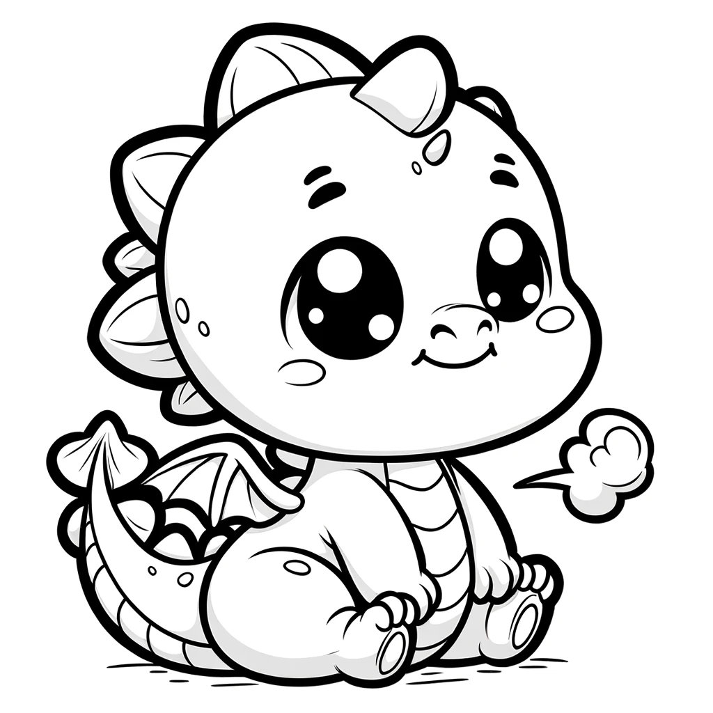 Cute Baby Dragon Coloring Pages Fantasy Art For Kids digital Download Etsy