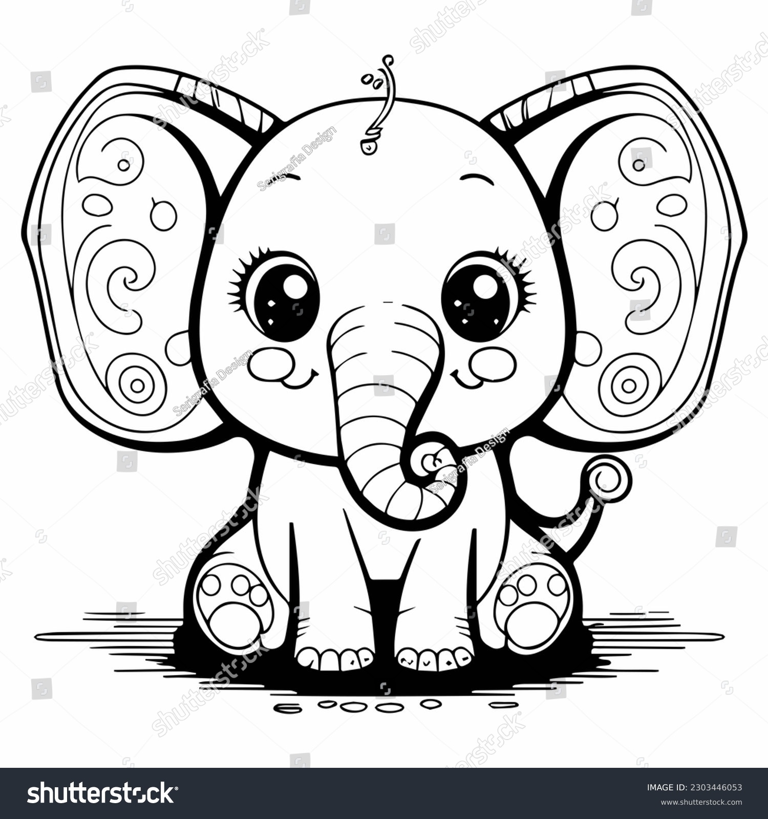 Cute Funny Baby Elephant Animal Coloring Stock Illustration 2303446053 Shutterstock
