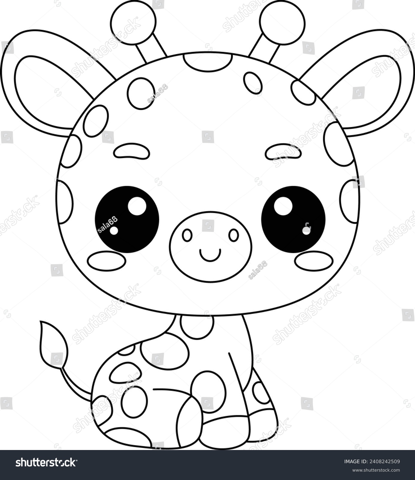 Cute Giraffe Cartoon Coloring Page Stock Vector Royalty Free 2408242509 Shutterstock