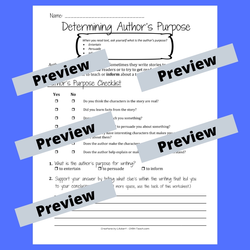 author's purpose worksheet