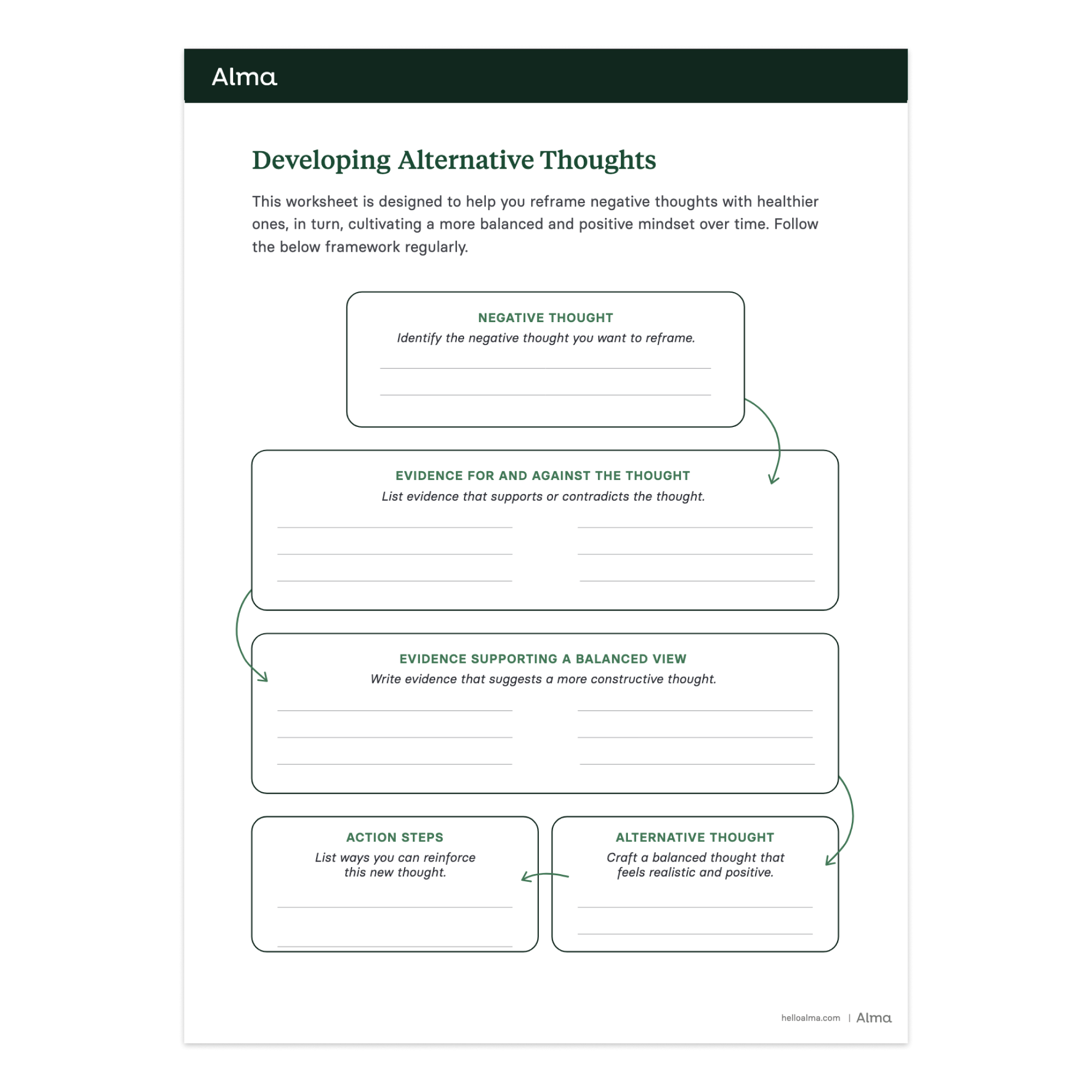 cognitive restructuring worksheet