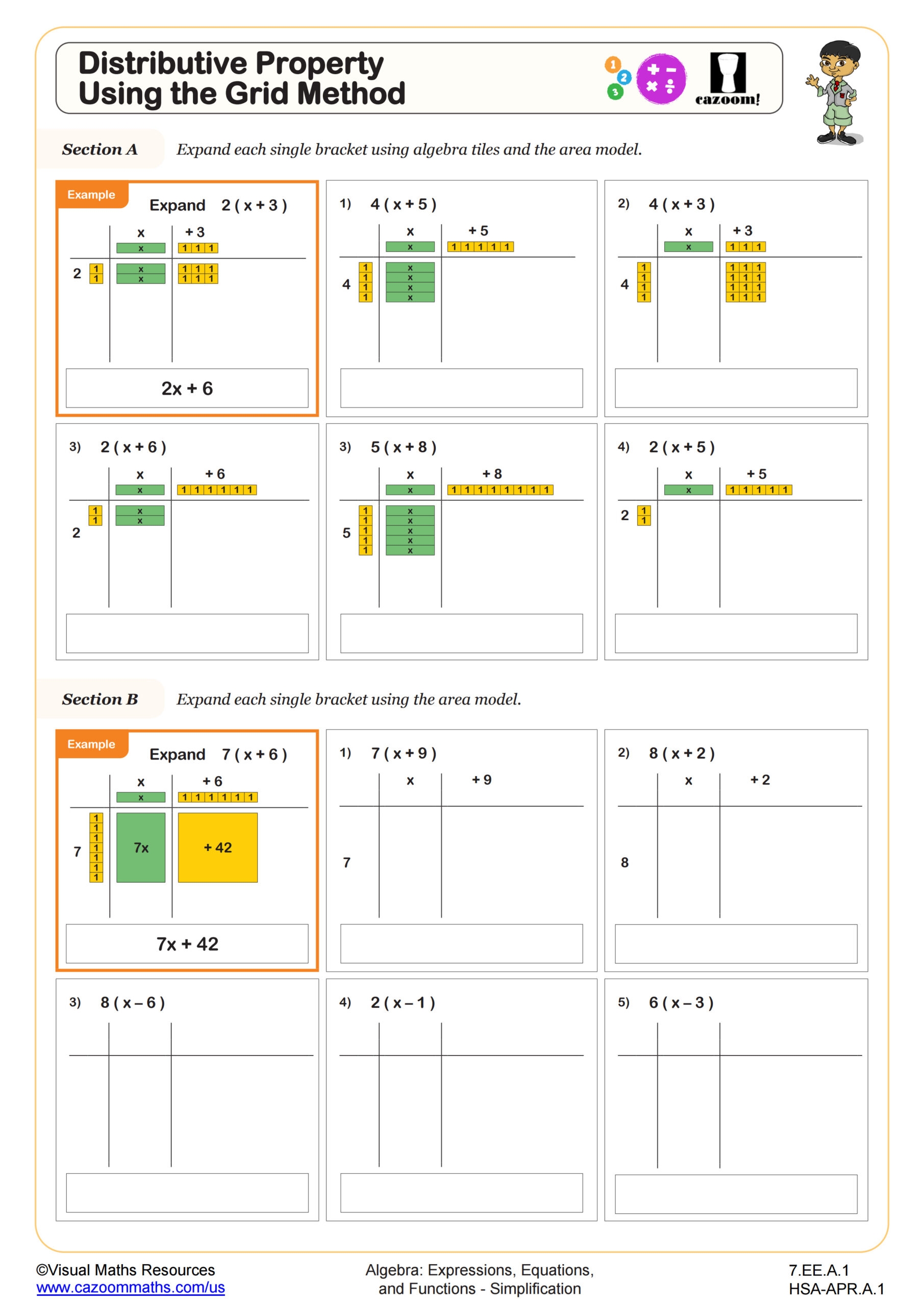 distributive property worksheets