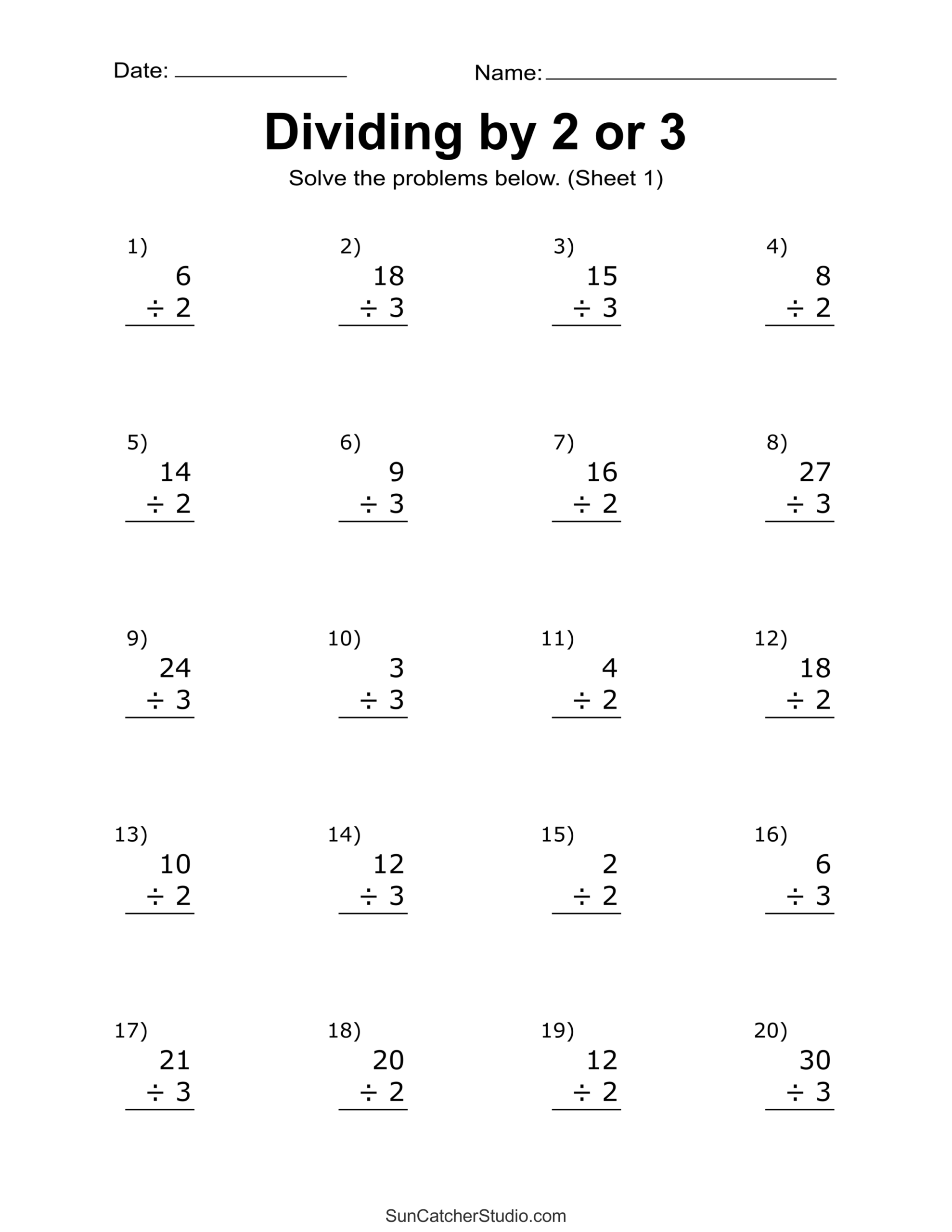3rd grade division worksheets