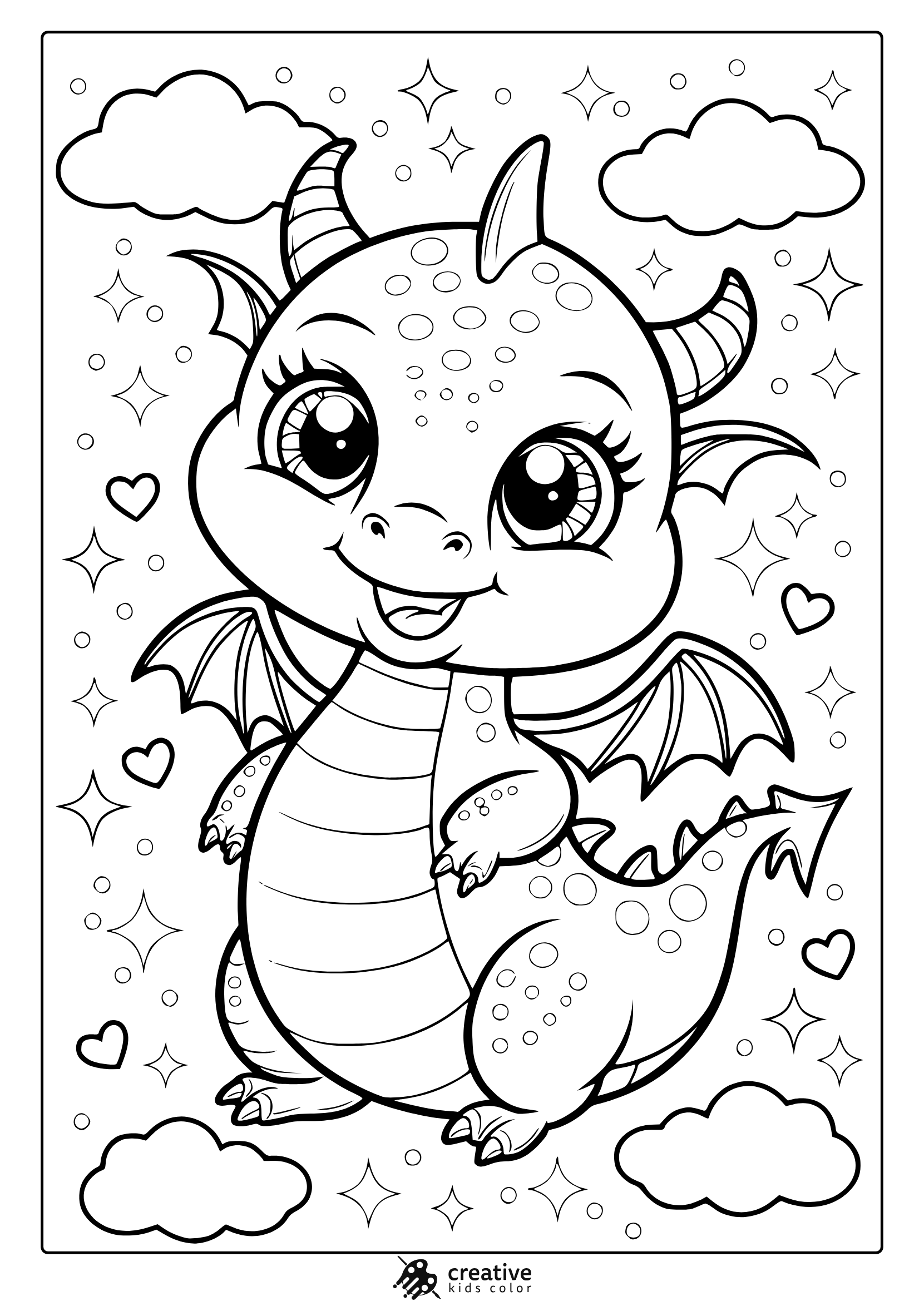 Cute Baby Animals Coloring Pages Drago
