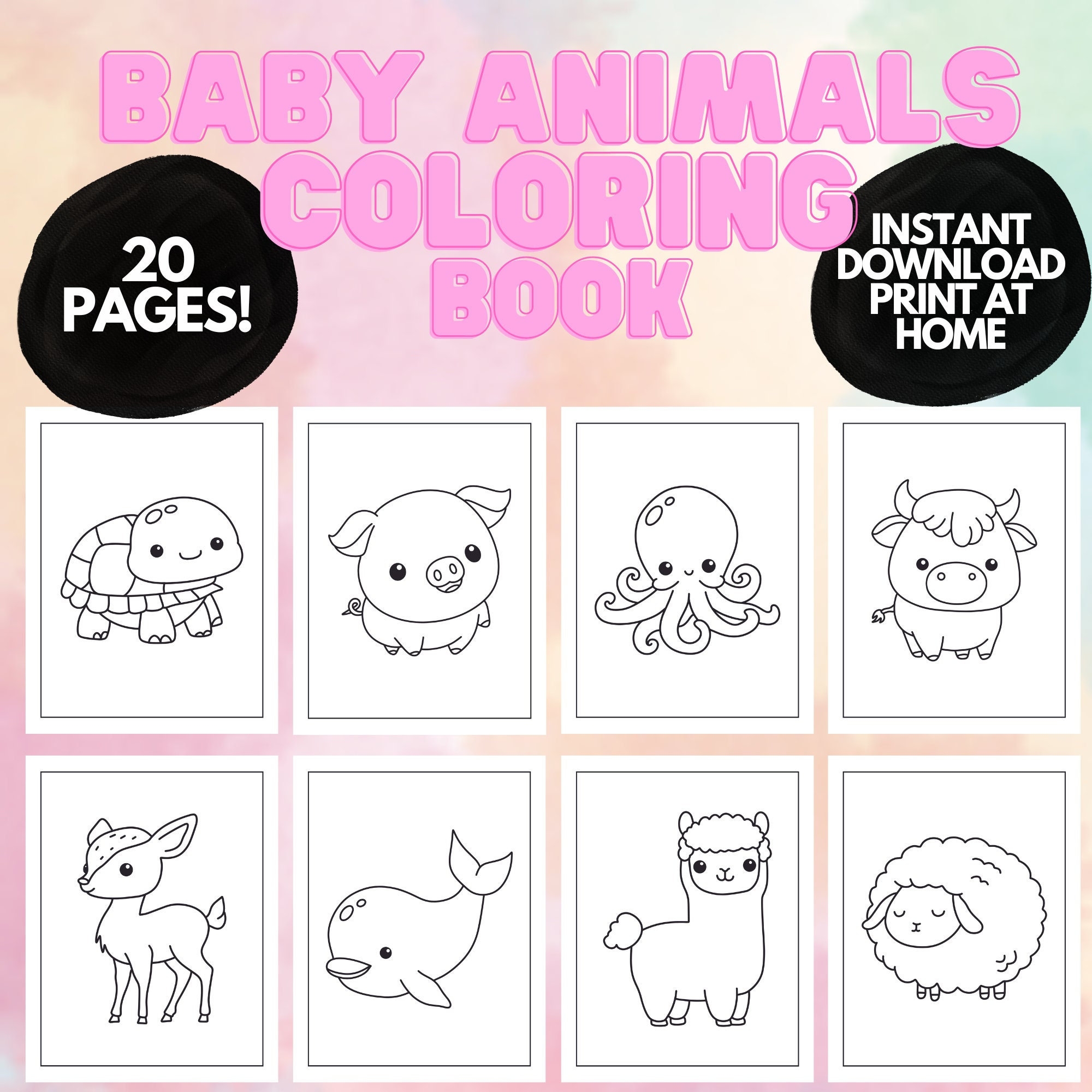 Coloring Book Pages Baby Animals