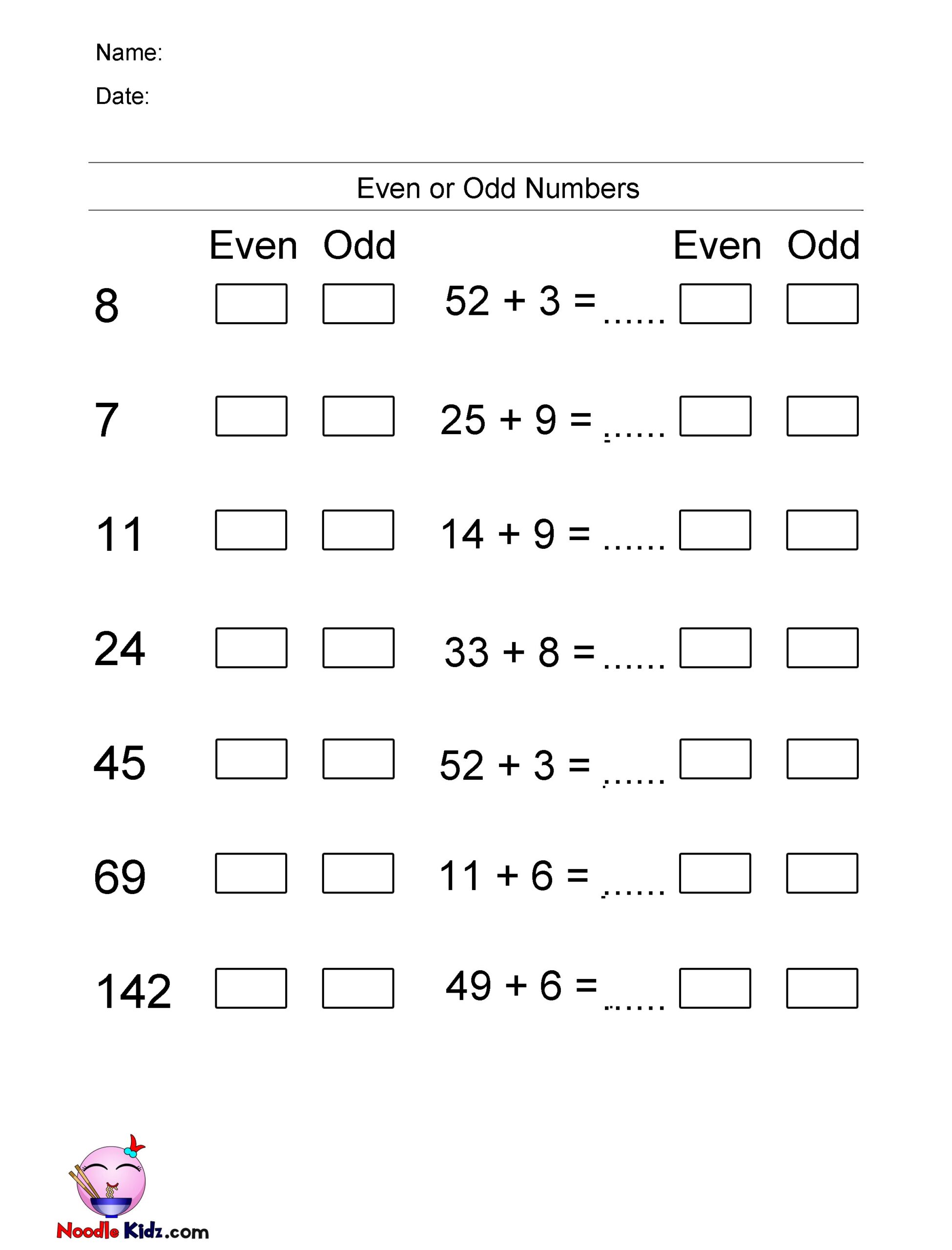 even and odd printable