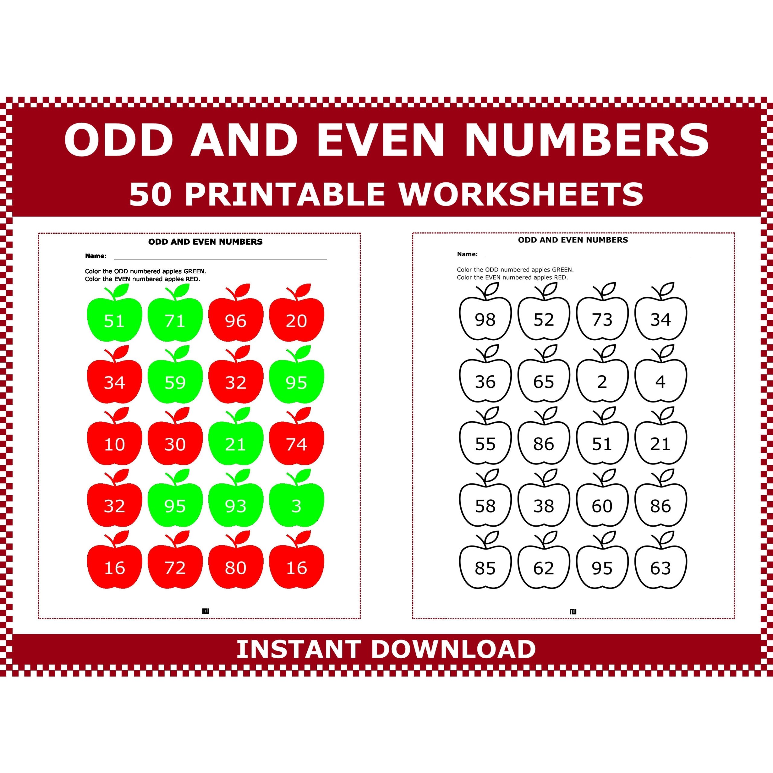 Even Numbers And Odd Numbers Help Children Practice Identifying And Recognizing Odd And Even Numbers By Acminimalist Etsy