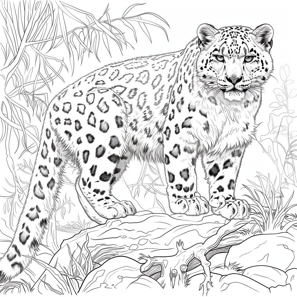 Realistic Leopard Coloring Pages