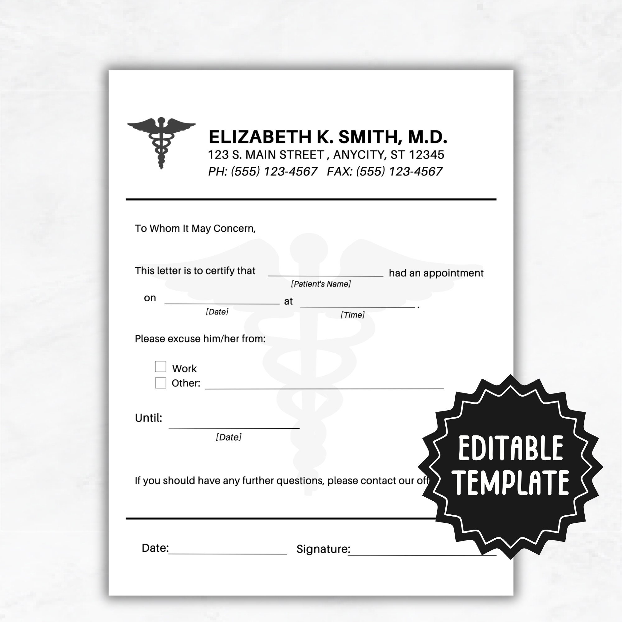 printable doctors note