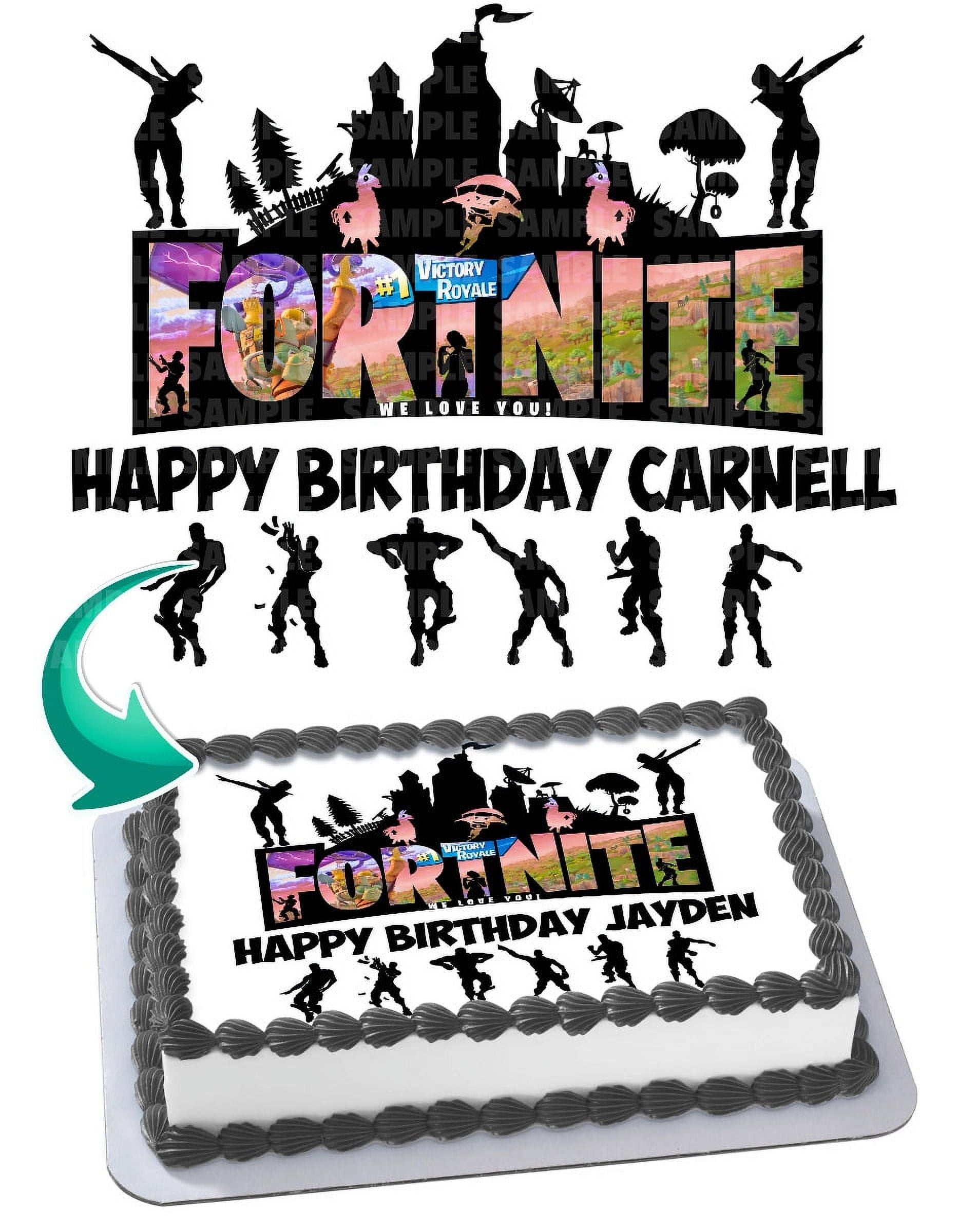 Fortnite Birthday Custom Themed Edible Cake Image Topper Personalized 1 4 Sheet 8 x10 5 Walmart Business Supplies