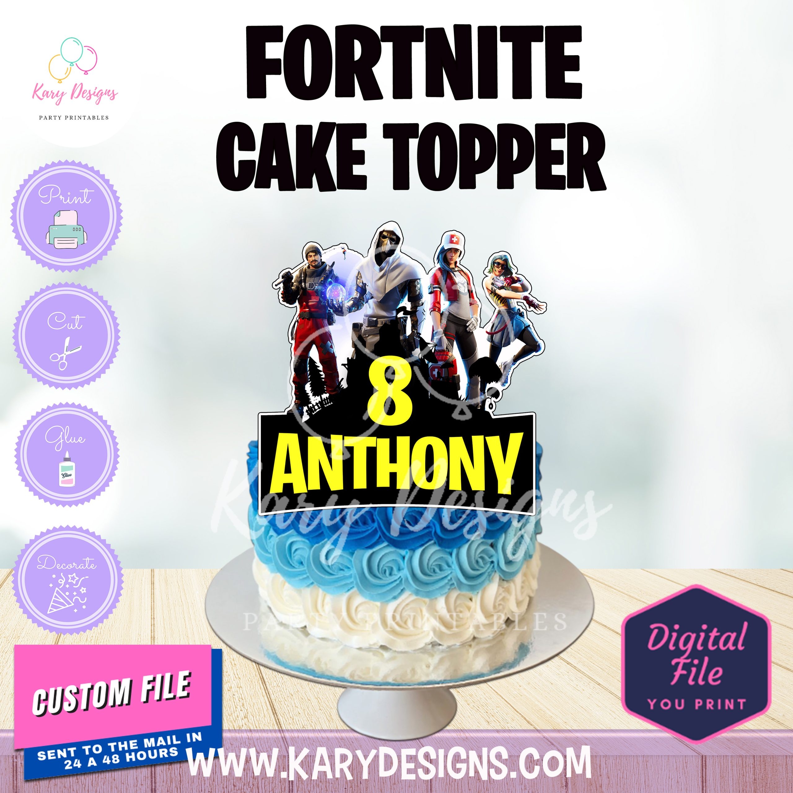 FORTNITE CAKE TOPPER Kary Designs