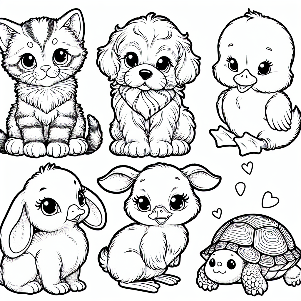 Cute Baby Animals Cartoon Coloring Pages