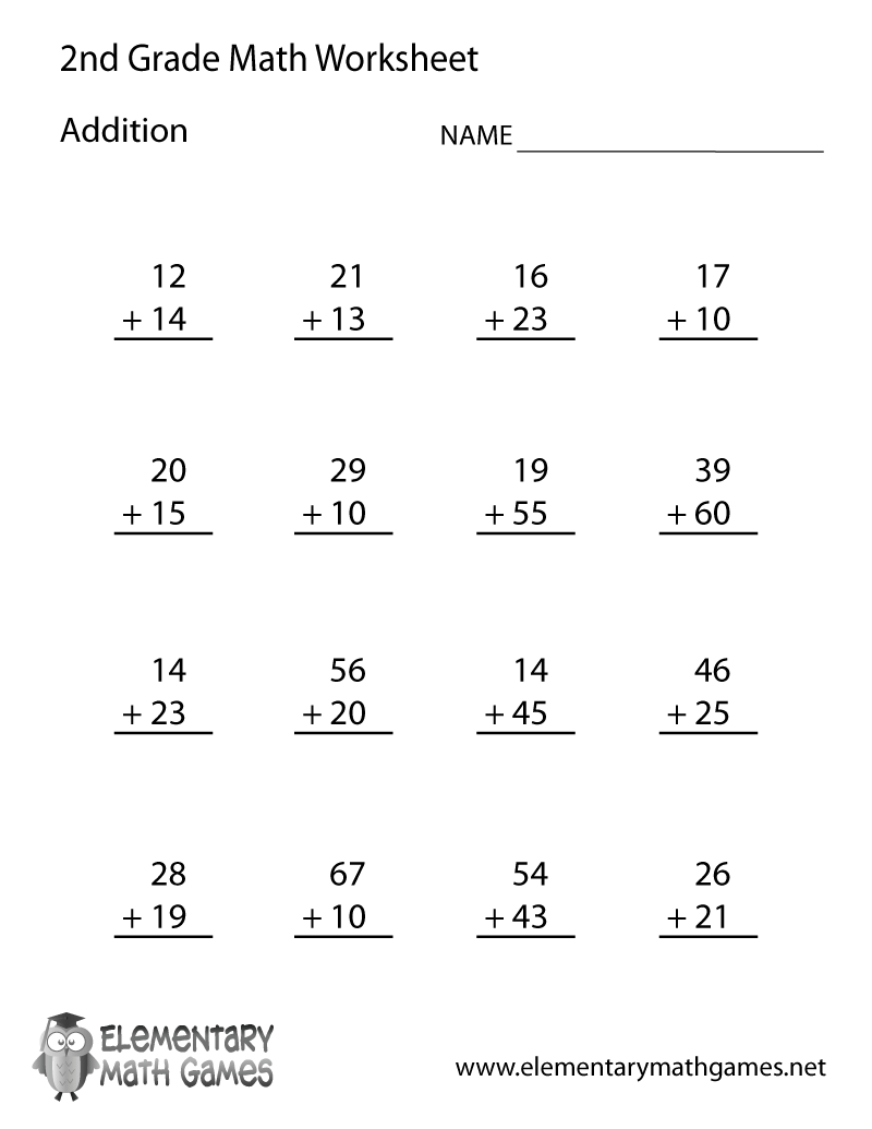 Free Printable Addition Worksheet For Second Grade Worksheets Library