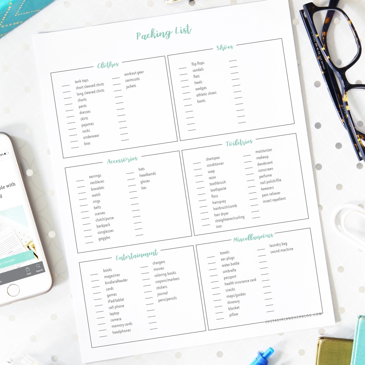 printable travel packing list