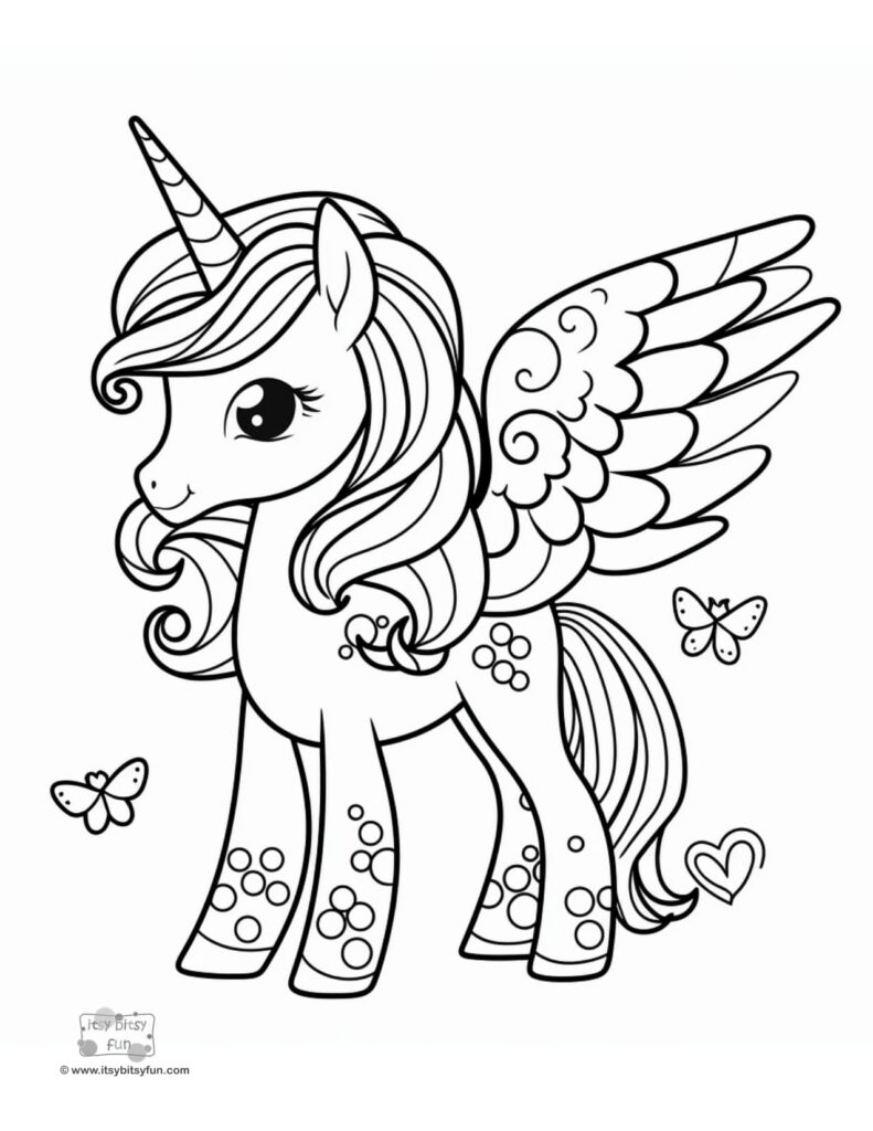 Cute Unicorn Coloring Pages